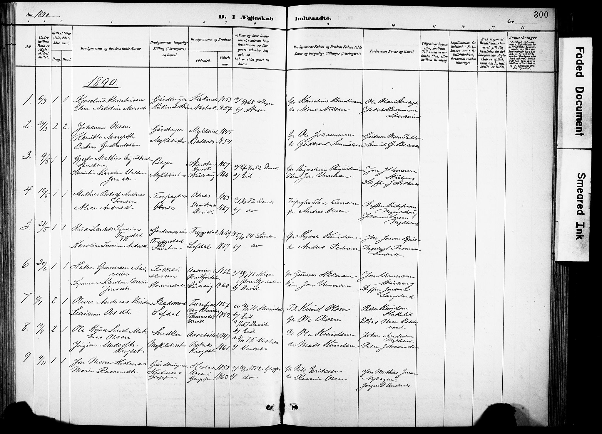Eid sokneprestembete, SAB/A-82301/H/Hab/Habb/L0002: Parish register (copy) no. B 2, 1882-1907, p. 300