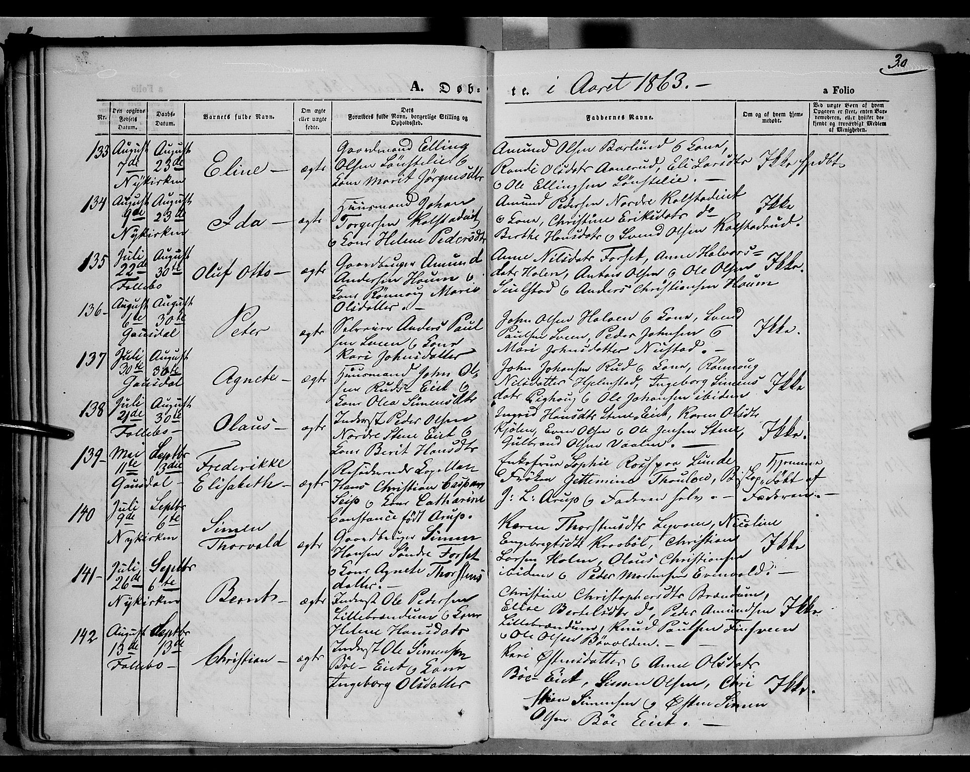 Gausdal prestekontor, AV/SAH-PREST-090/H/Ha/Haa/L0009: Parish register (official) no. 9, 1862-1873, p. 30