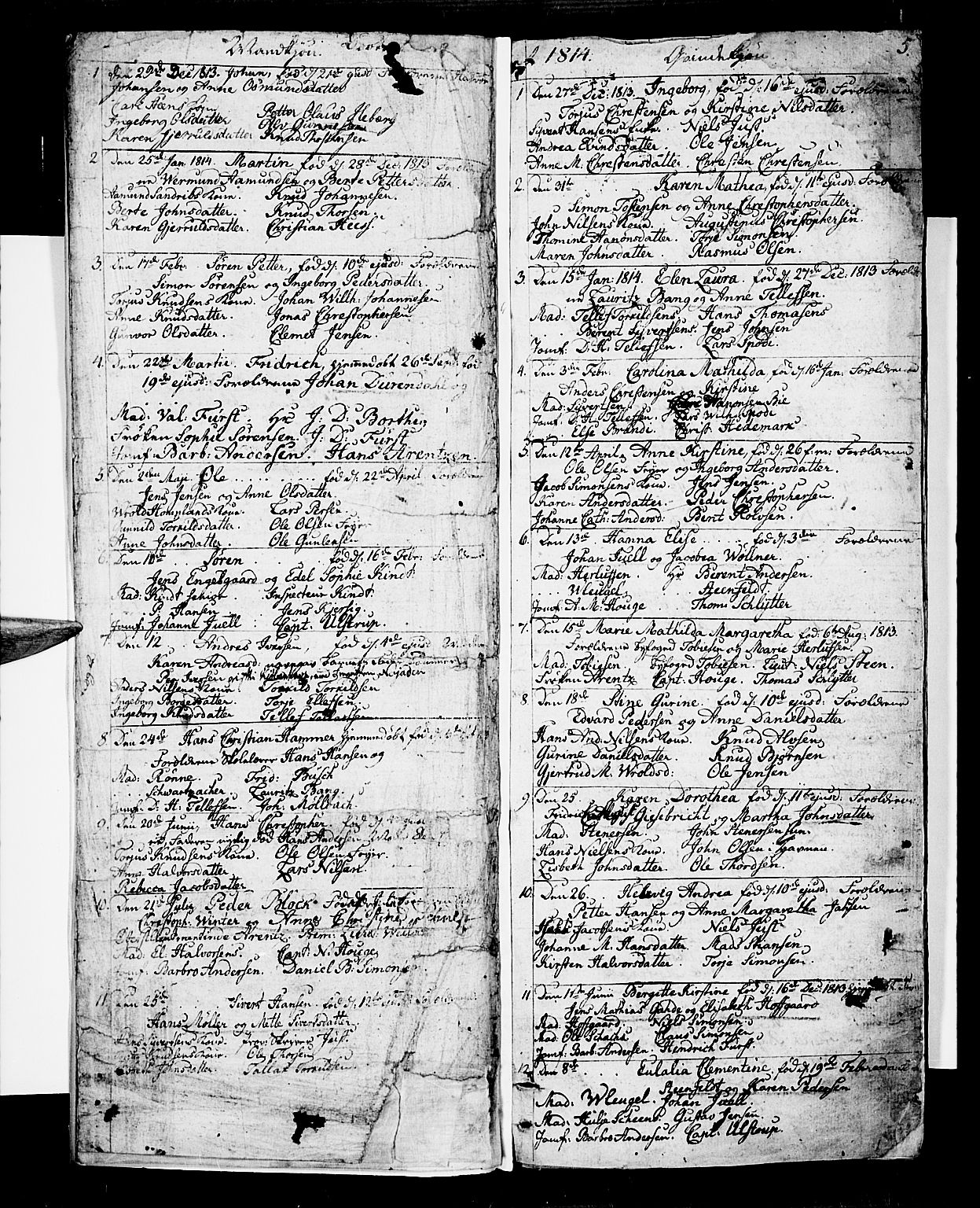 Risør sokneprestkontor, SAK/1111-0035/F/Fb/L0003: Parish register (copy) no. B 3 /1, 1812-1874, p. 5