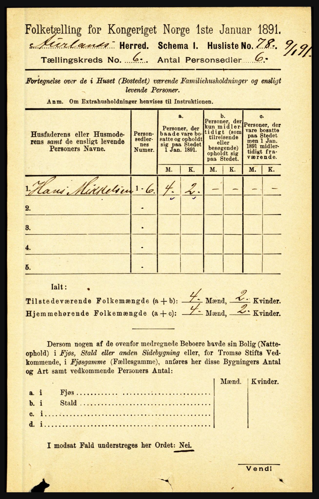 RA, 1891 census for 1421 Aurland, 1891, p. 2278