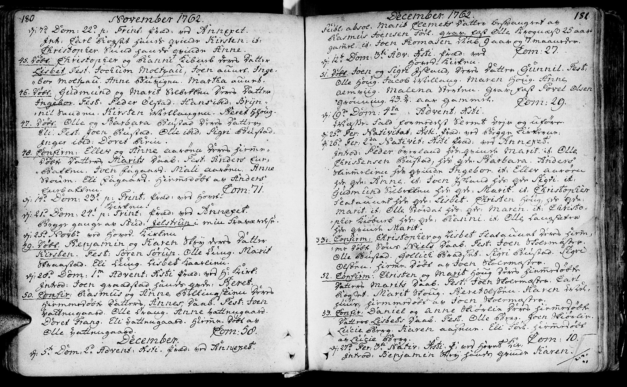 Ministerialprotokoller, klokkerbøker og fødselsregistre - Sør-Trøndelag, SAT/A-1456/646/L0605: Parish register (official) no. 646A03, 1751-1790, p. 180-181