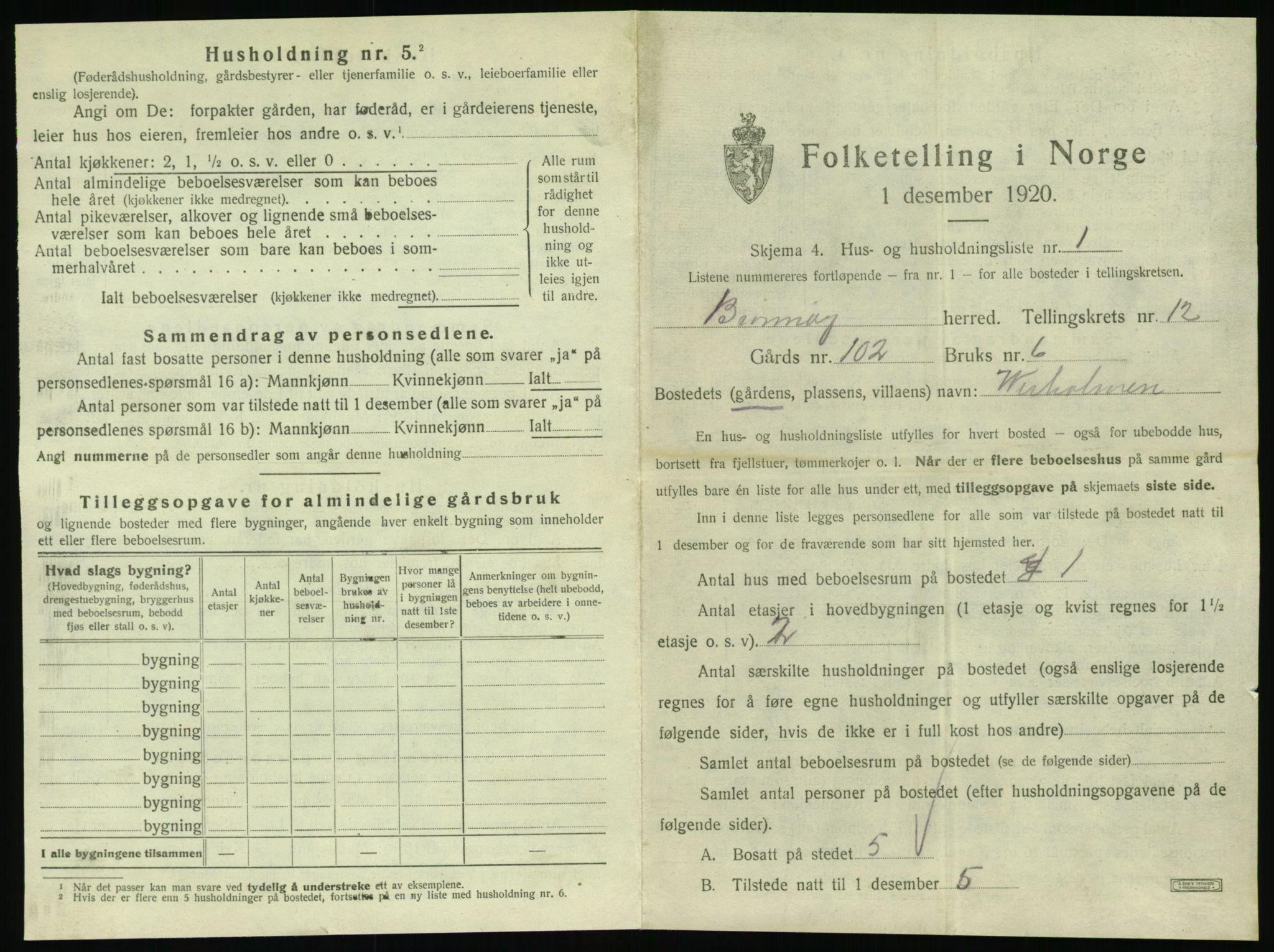 SAT, 1920 census for Brønnøy, 1920, p. 1176