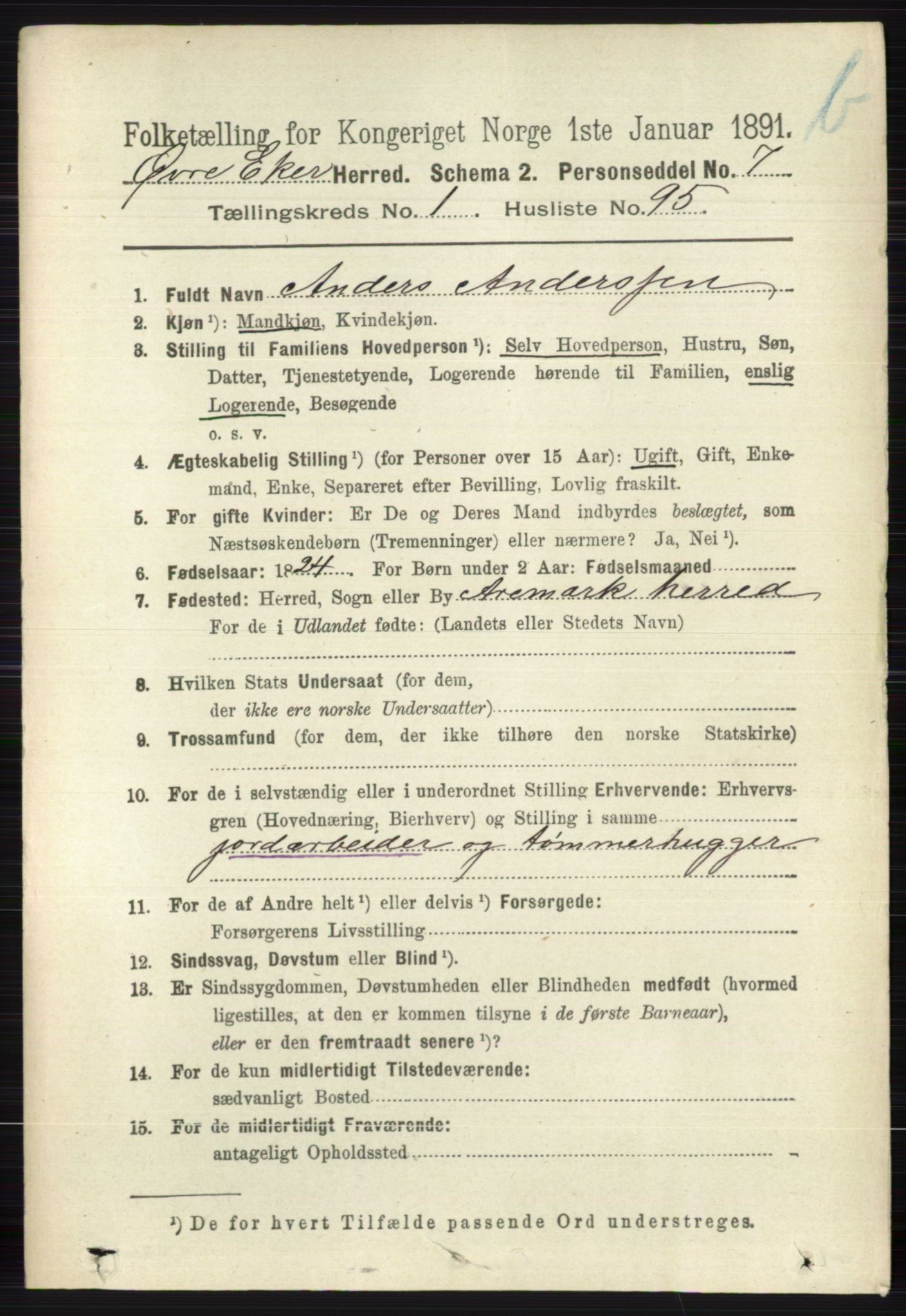 RA, 1891 census for 0624 Øvre Eiker, 1891, p. 8376