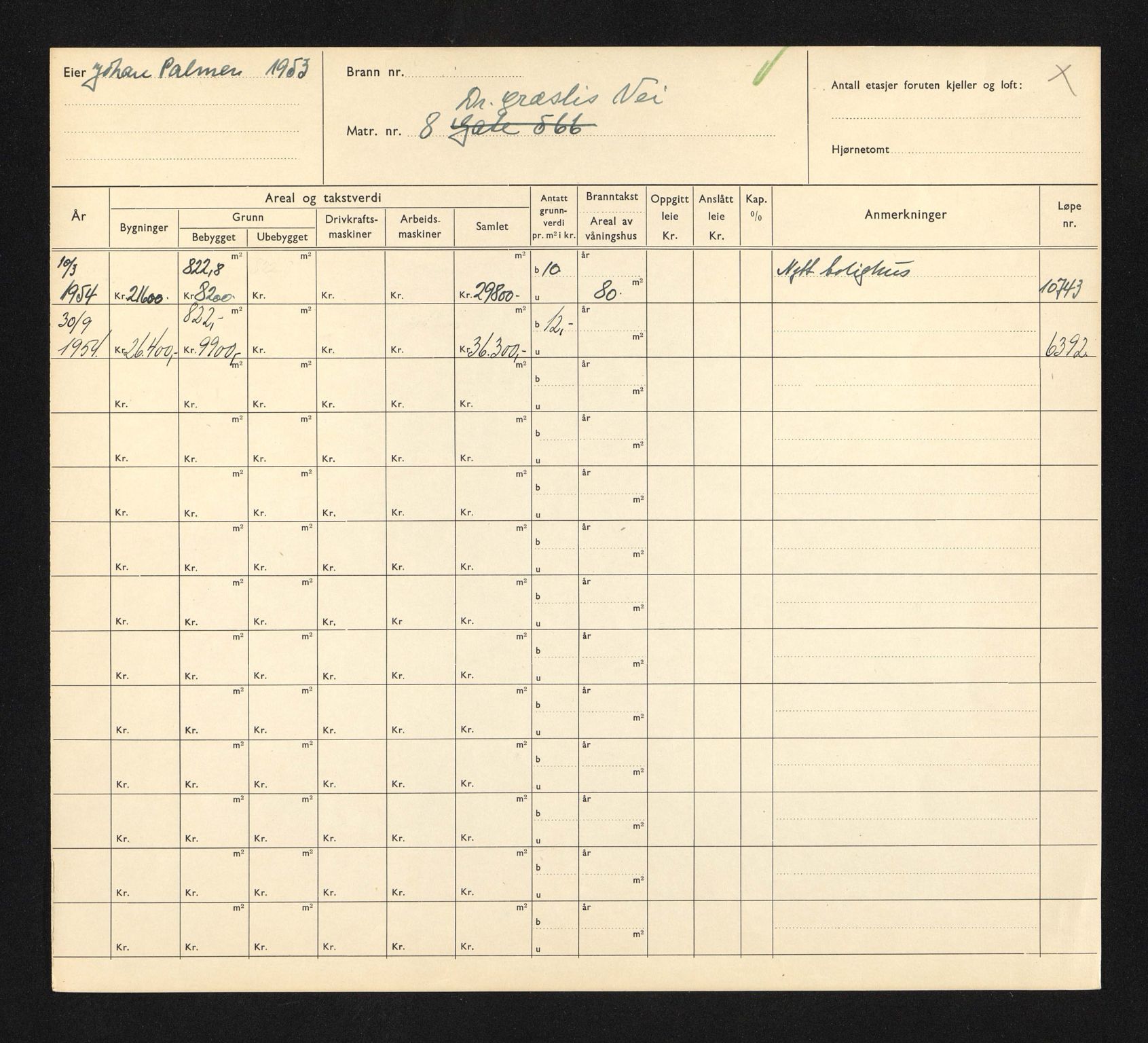 Stavanger kommune. Skattetakstvesenet, BYST/A-0440/F/Fa/Faa/L0009/0006: Skattetakstkort / Doktor Lassens gate 6 - Domkirkeplassen - Dr. Græslis vei 17