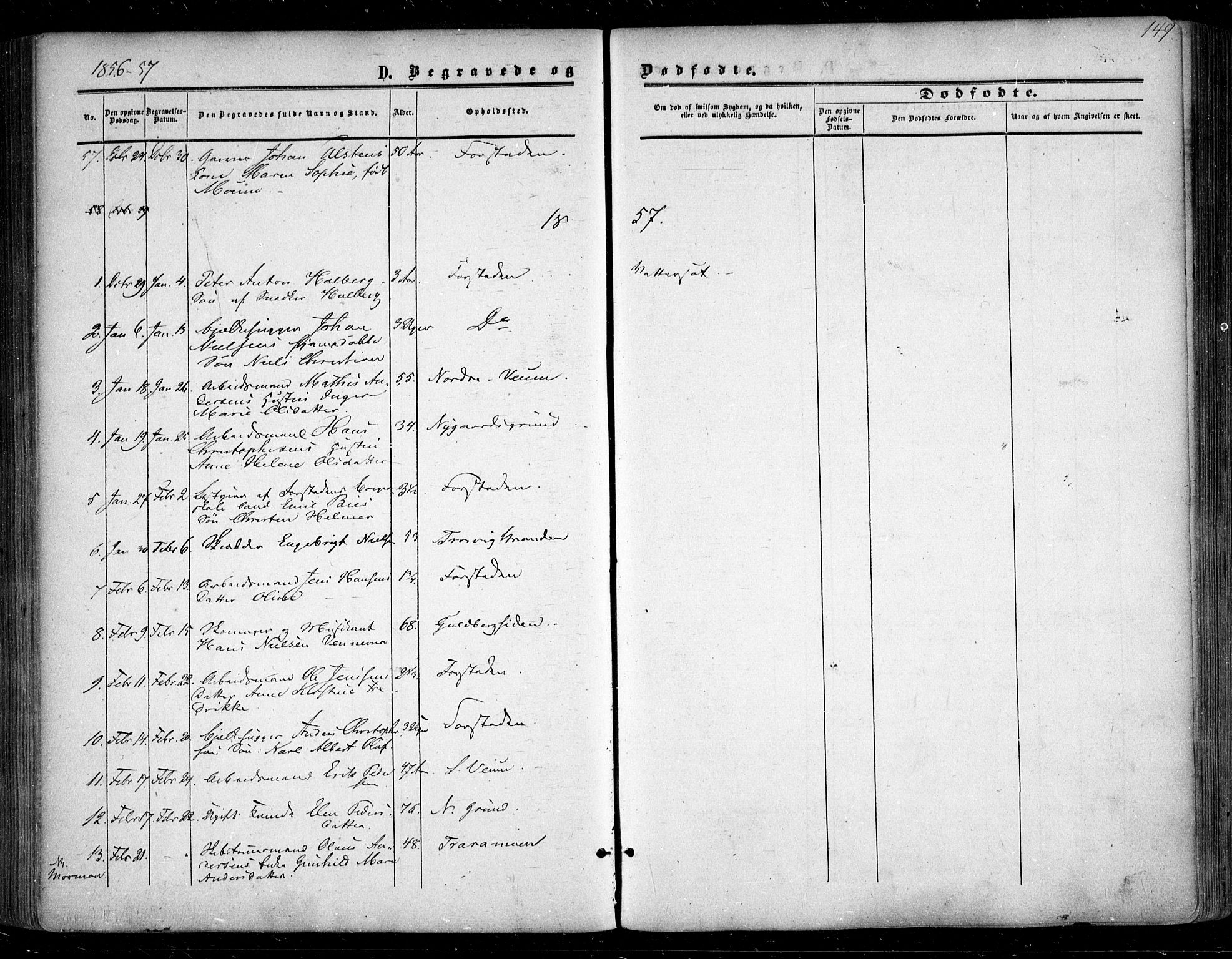 Glemmen prestekontor Kirkebøker, SAO/A-10908/F/Fa/L0007: Parish register (official) no. 7, 1853-1862, p. 149