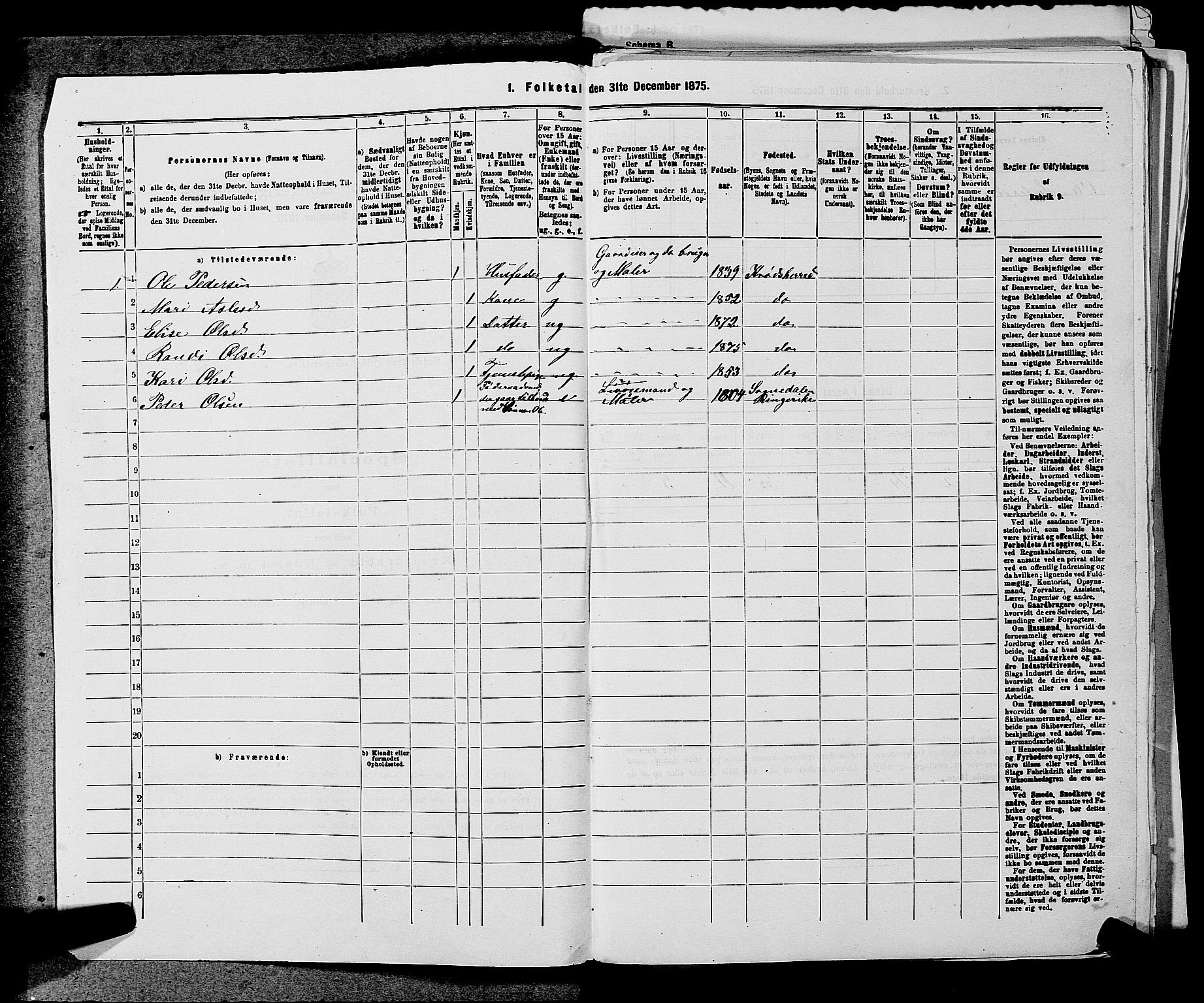 SAKO, 1875 census for 0621P Sigdal, 1875, p. 1341