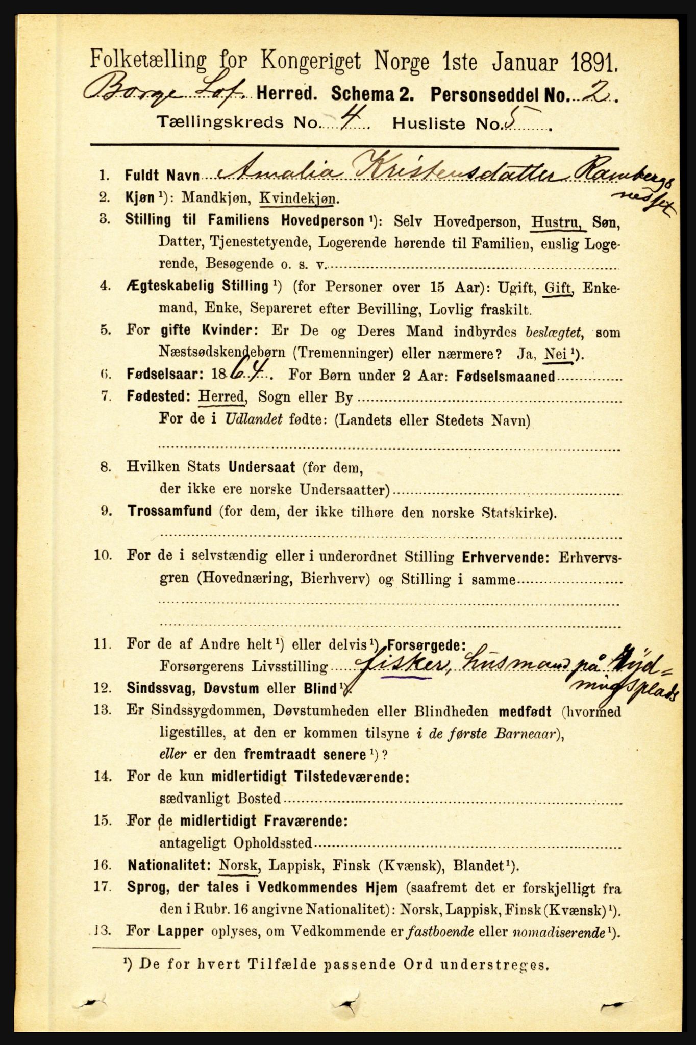 RA, 1891 census for 1862 Borge, 1891, p. 2192