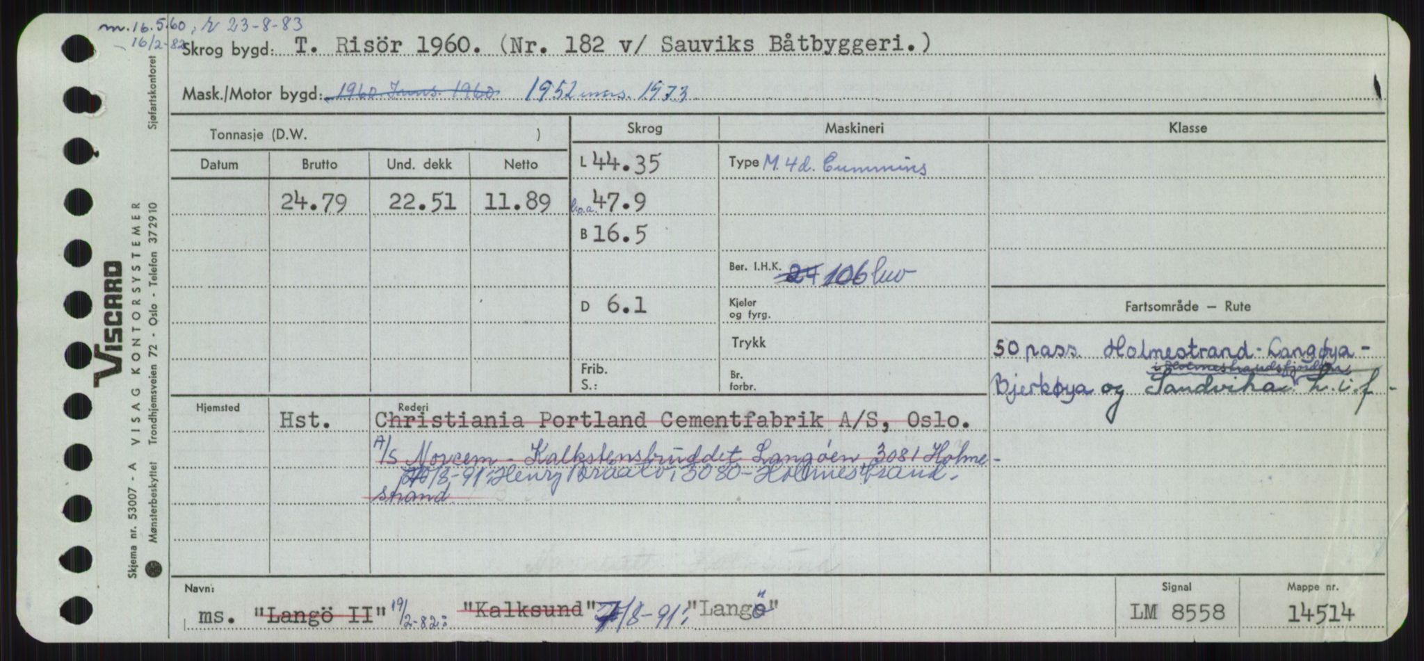 Sjøfartsdirektoratet med forløpere, Skipsmålingen, RA/S-1627/H/Ha/L0003/0002: Fartøy, Hilm-Mar / Fartøy, Kom-Mar, p. 313