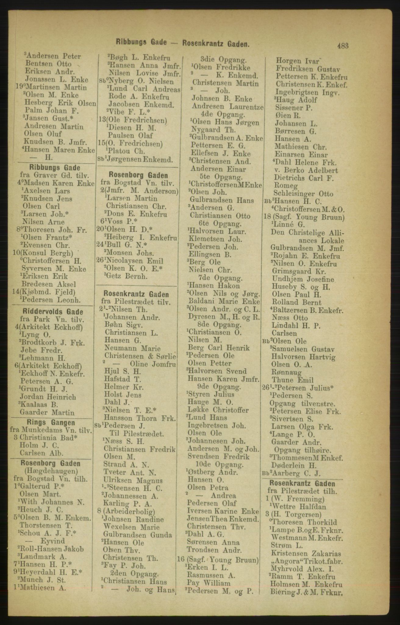 Kristiania/Oslo adressebok, PUBL/-, 1888, p. 483