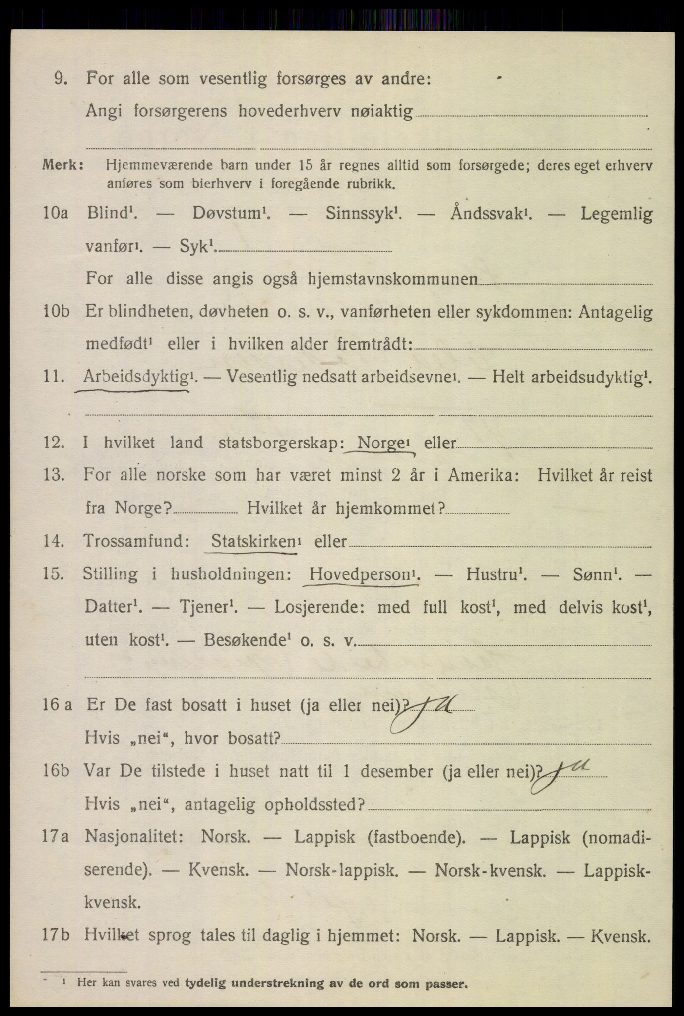 SAT, 1920 census for Steigen, 1920, p. 3241