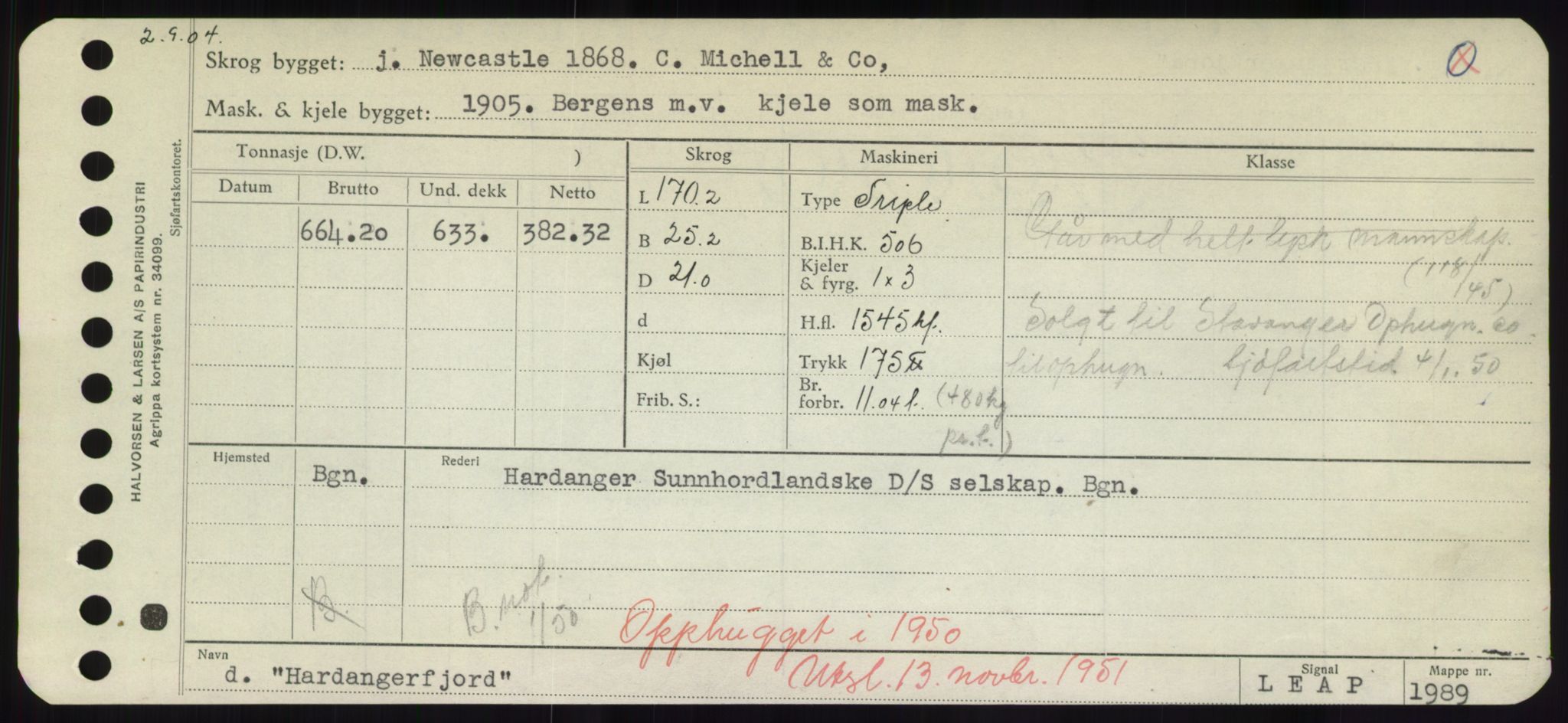 Sjøfartsdirektoratet med forløpere, Skipsmålingen, RA/S-1627/H/Hd/L0014: Fartøy, H-Havl, p. 311