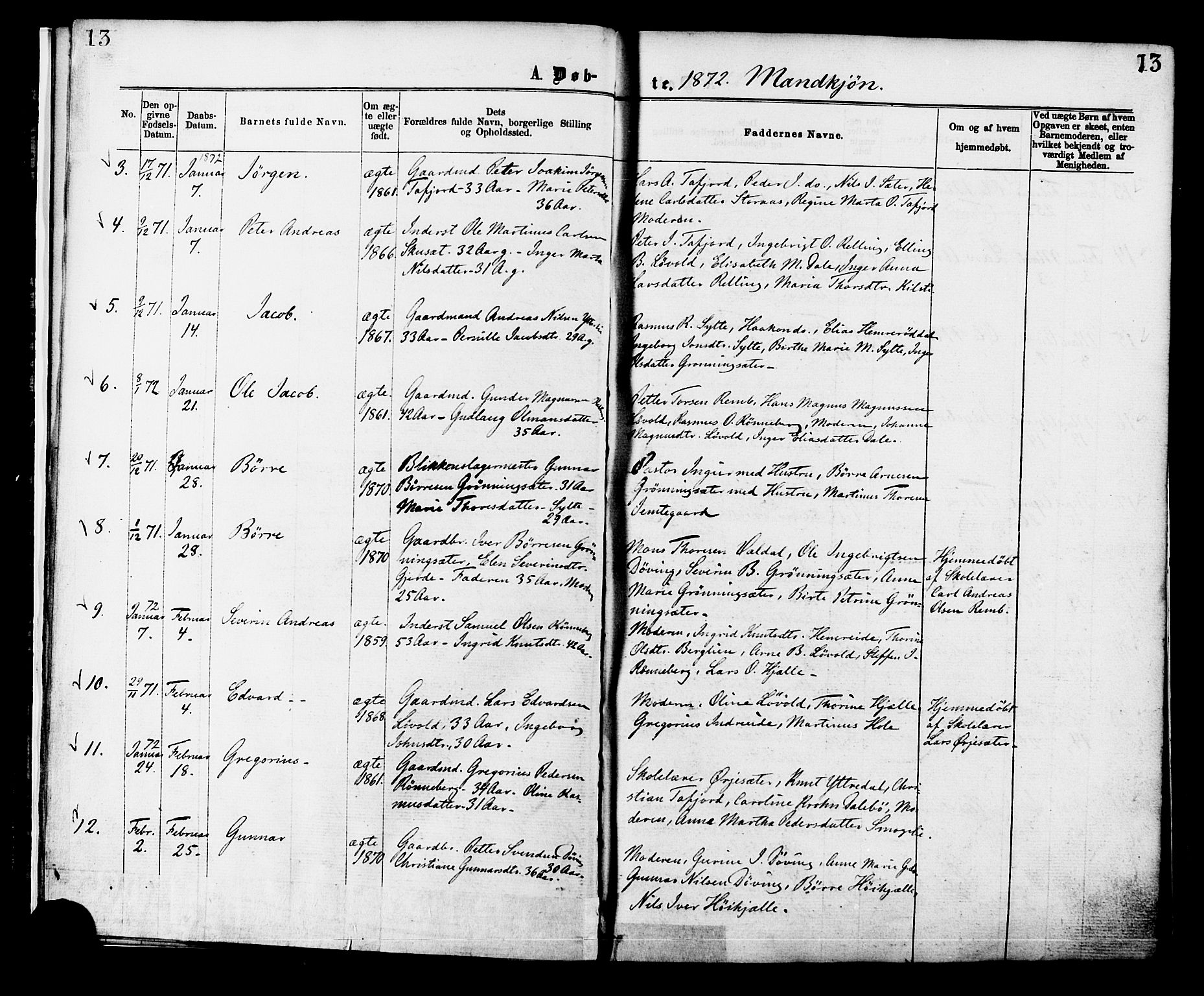 Ministerialprotokoller, klokkerbøker og fødselsregistre - Møre og Romsdal, SAT/A-1454/519/L0254: Parish register (official) no. 519A13, 1868-1883, p. 13