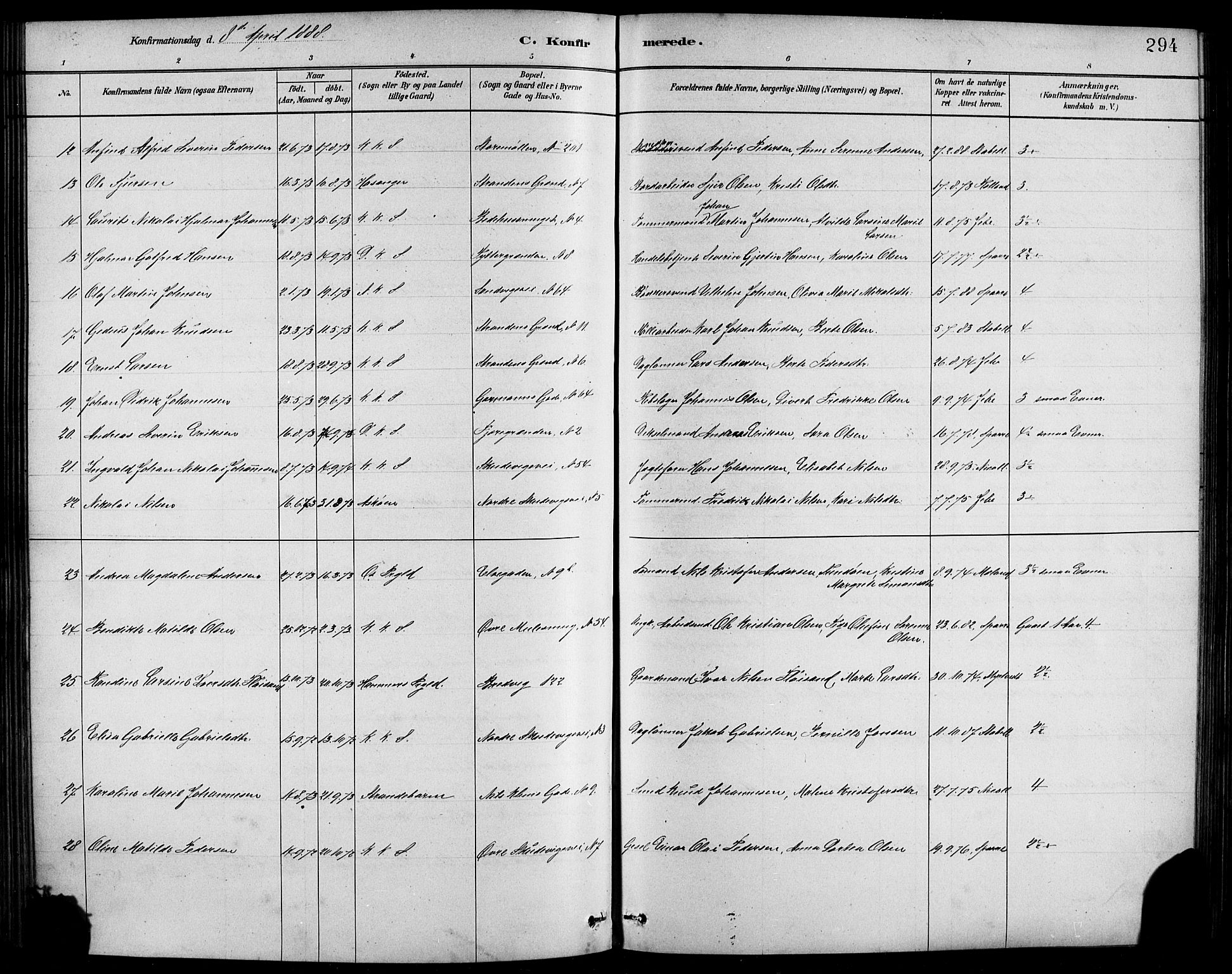 Sandviken Sokneprestembete, AV/SAB-A-77601/H/Hb/L0001: Parish register (copy) no. A 2, 1879-1892, p. 294