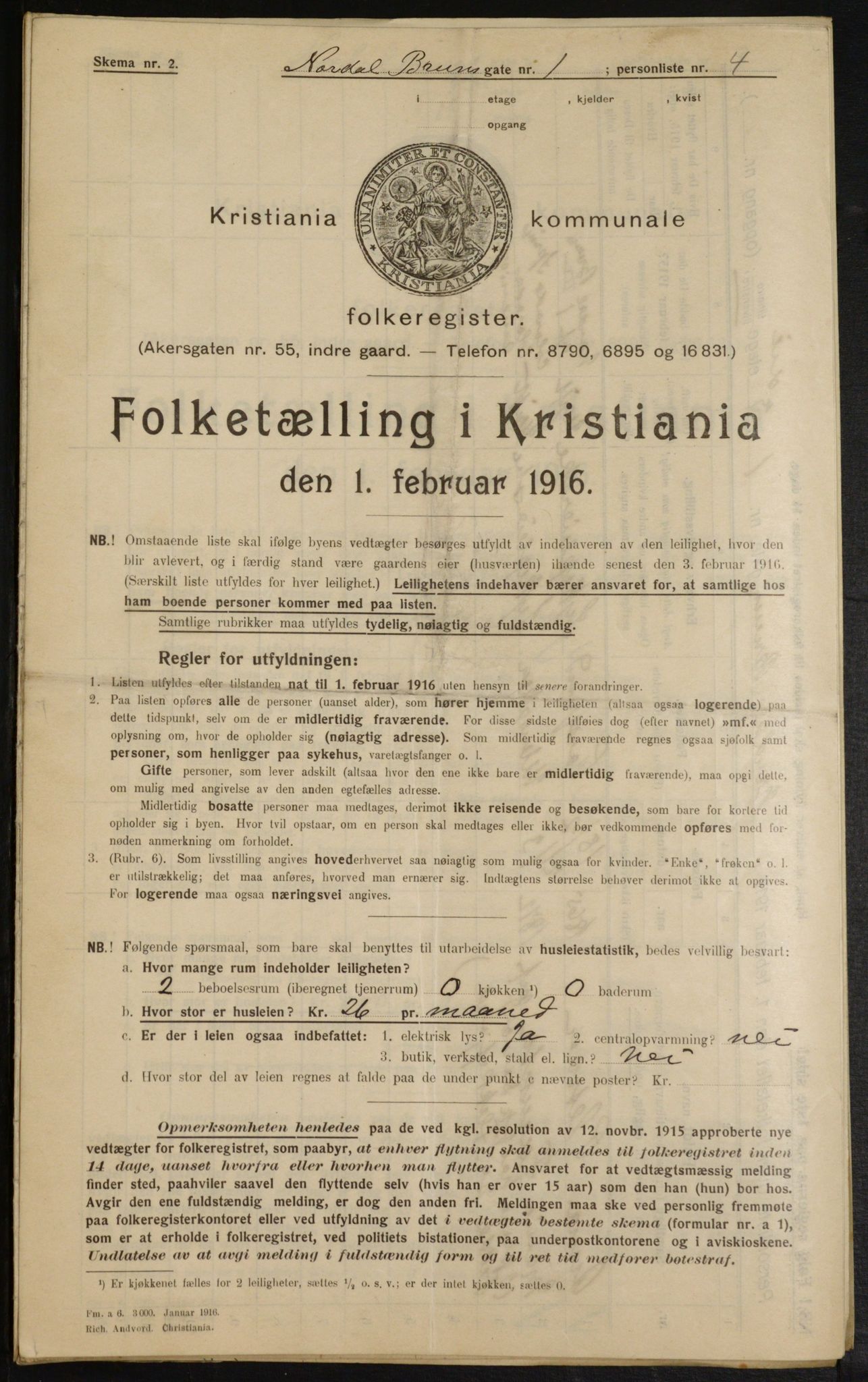 OBA, Municipal Census 1916 for Kristiania, 1916, p. 73905