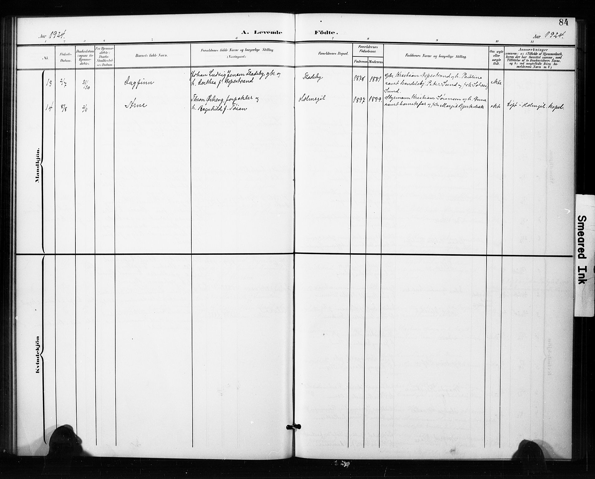 Aremark prestekontor Kirkebøker, AV/SAO-A-10899/G/Ga/L0002: Parish register (copy) no. I 2, 1901-1928, p. 84