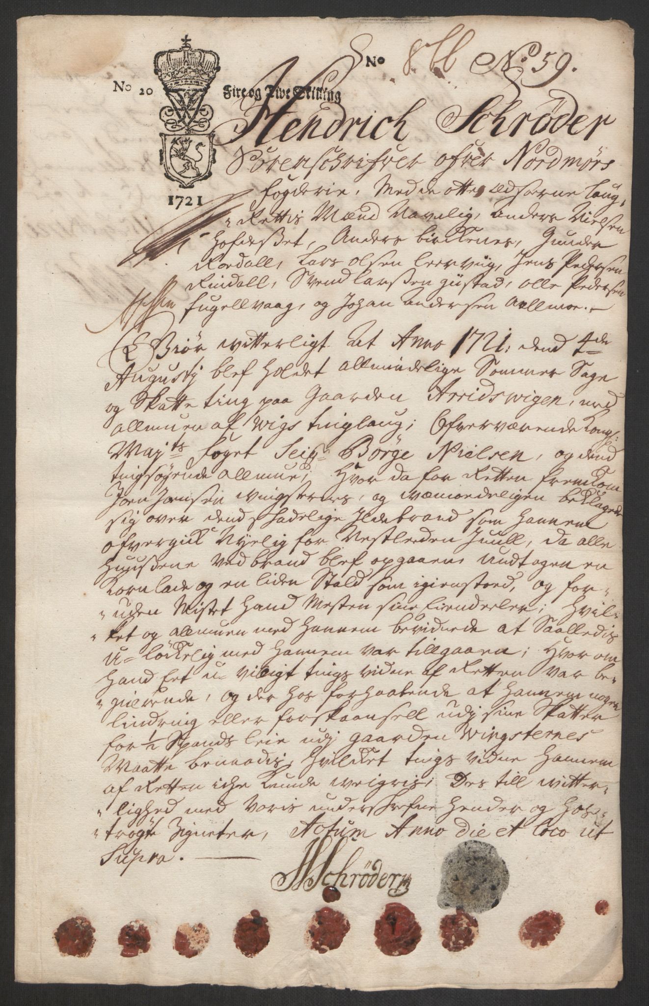 Rentekammeret inntil 1814, Reviderte regnskaper, Fogderegnskap, AV/RA-EA-4092/R56/L3754: Fogderegnskap Nordmøre, 1721, p. 352