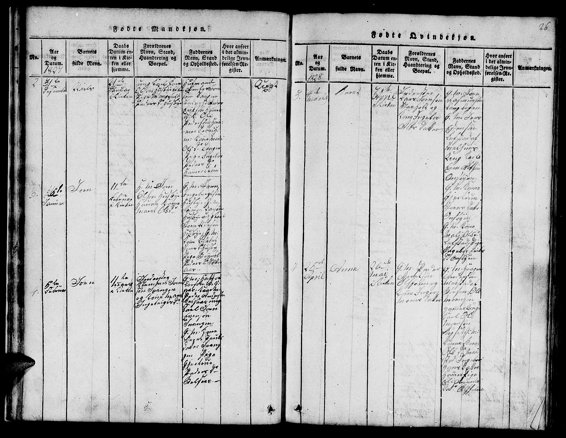 Ministerialprotokoller, klokkerbøker og fødselsregistre - Sør-Trøndelag, SAT/A-1456/666/L0788: Parish register (copy) no. 666C01, 1816-1847, p. 26