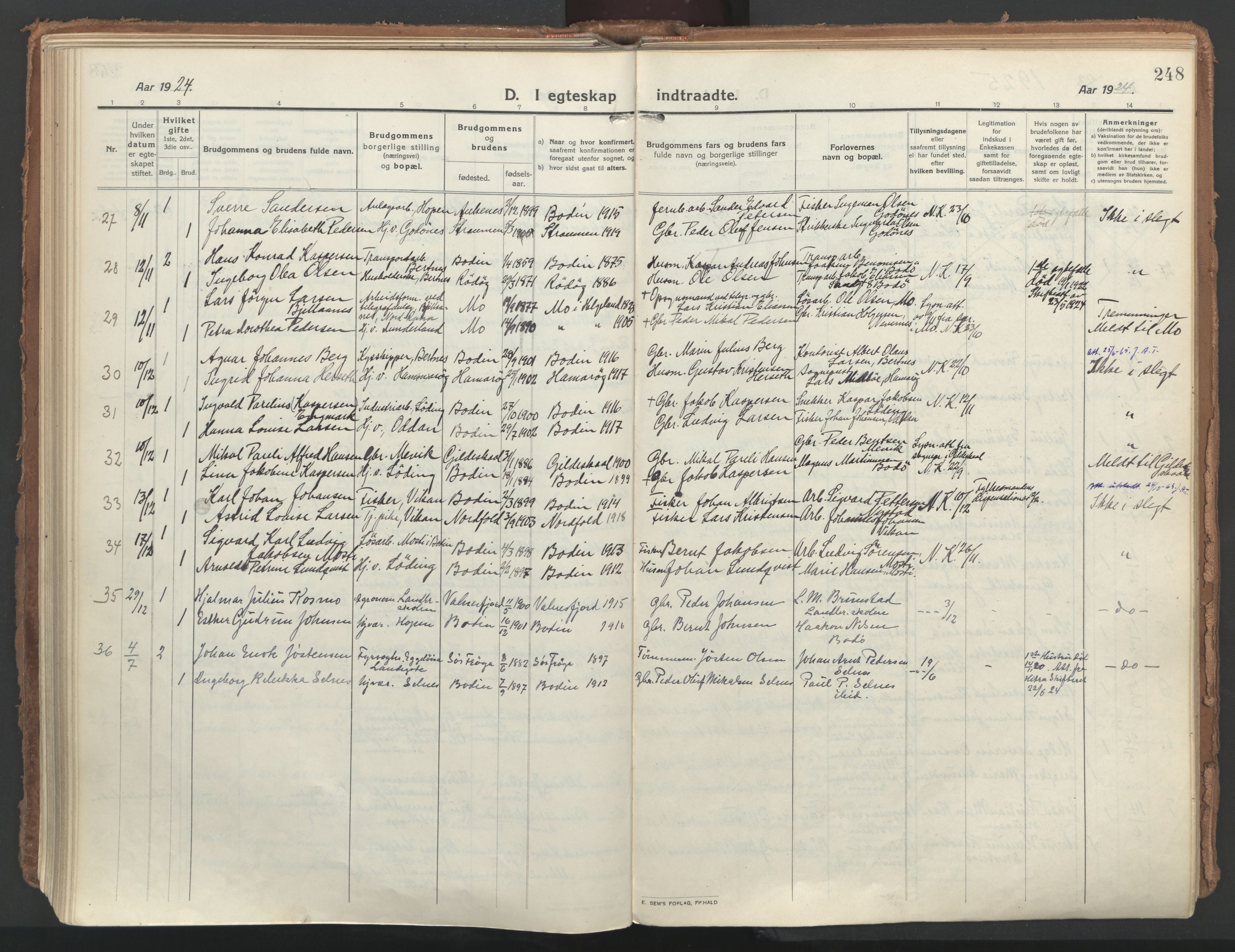 Ministerialprotokoller, klokkerbøker og fødselsregistre - Nordland, AV/SAT-A-1459/802/L0060: Parish register (official) no. 802A07, 1916-1933, p. 248