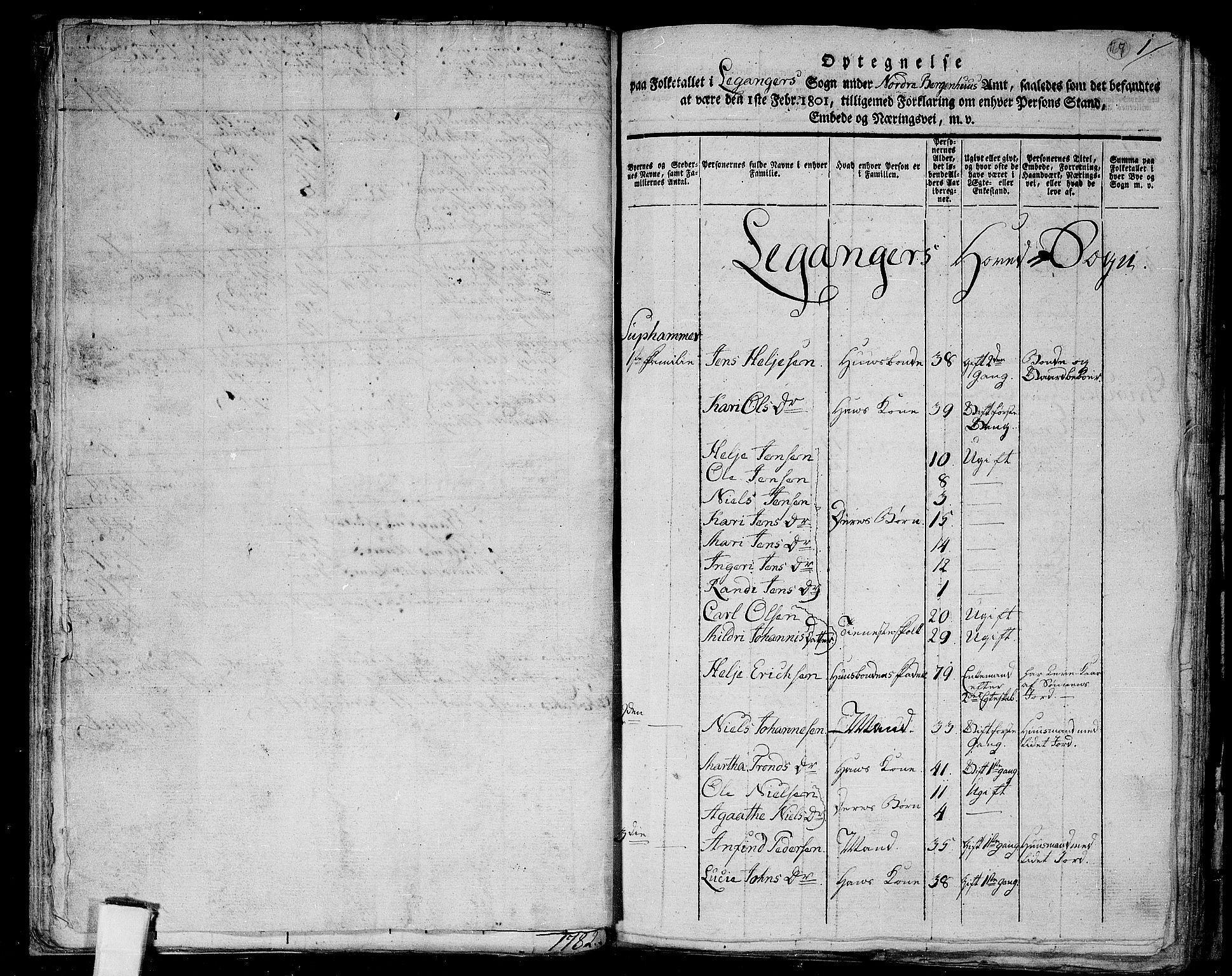 RA, 1801 census for 1419P Leikanger, 1801, p. 166b-167a