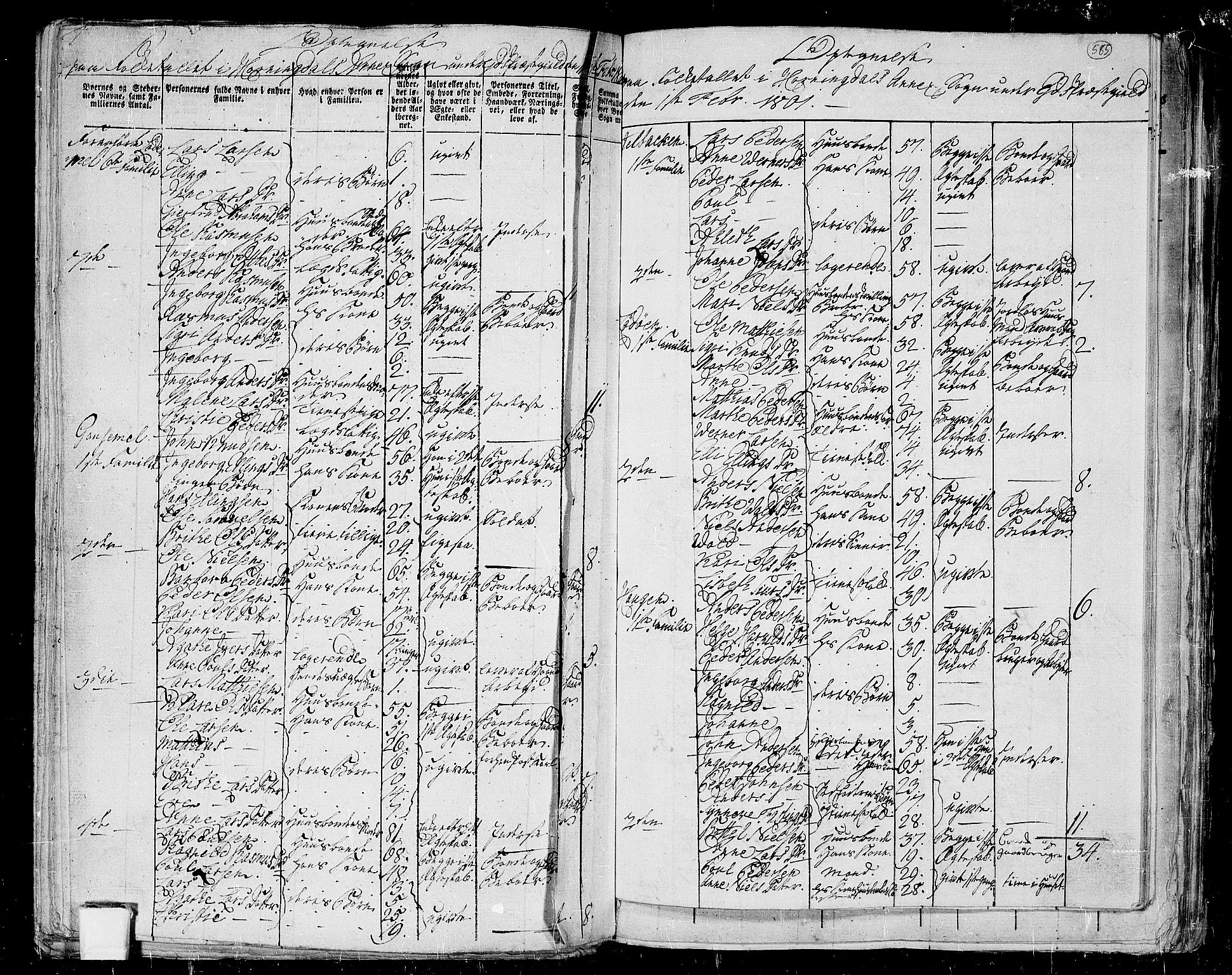 RA, 1801 census for 1443P Eid, 1801, p. 584b-585a