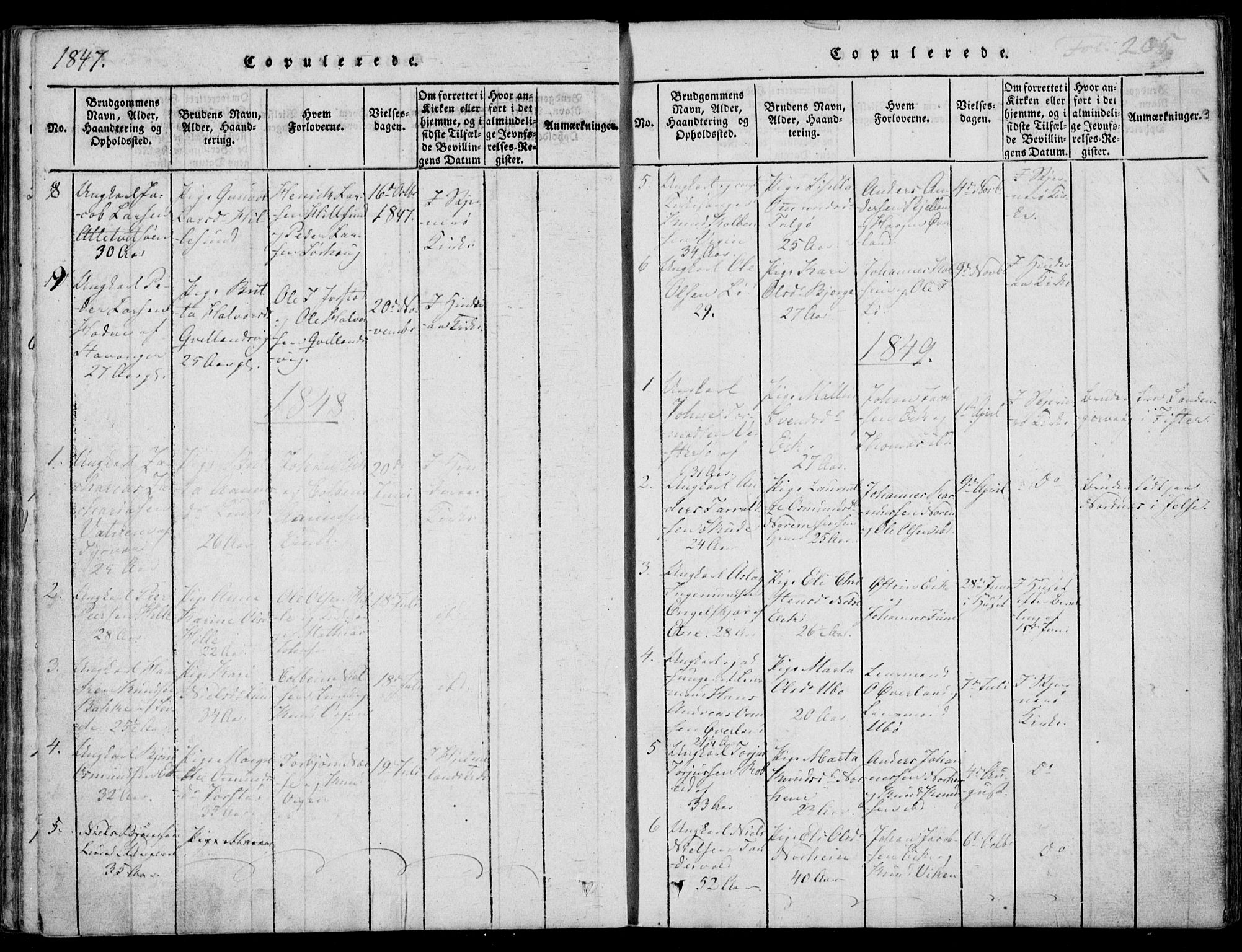 Nedstrand sokneprestkontor, AV/SAST-A-101841/01/IV: Parish register (official) no. A 7, 1816-1870, p. 205