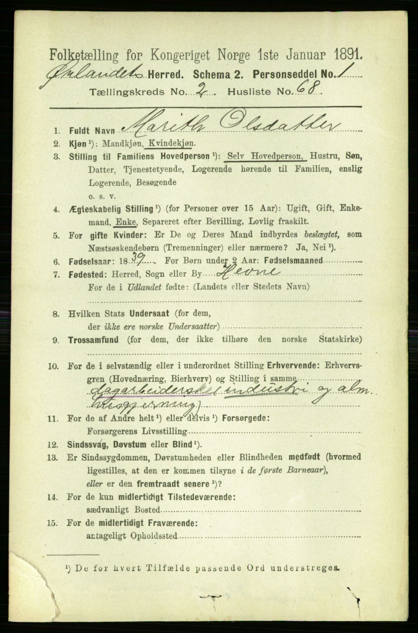 RA, 1891 census for 1621 Ørland, 1891, p. 922