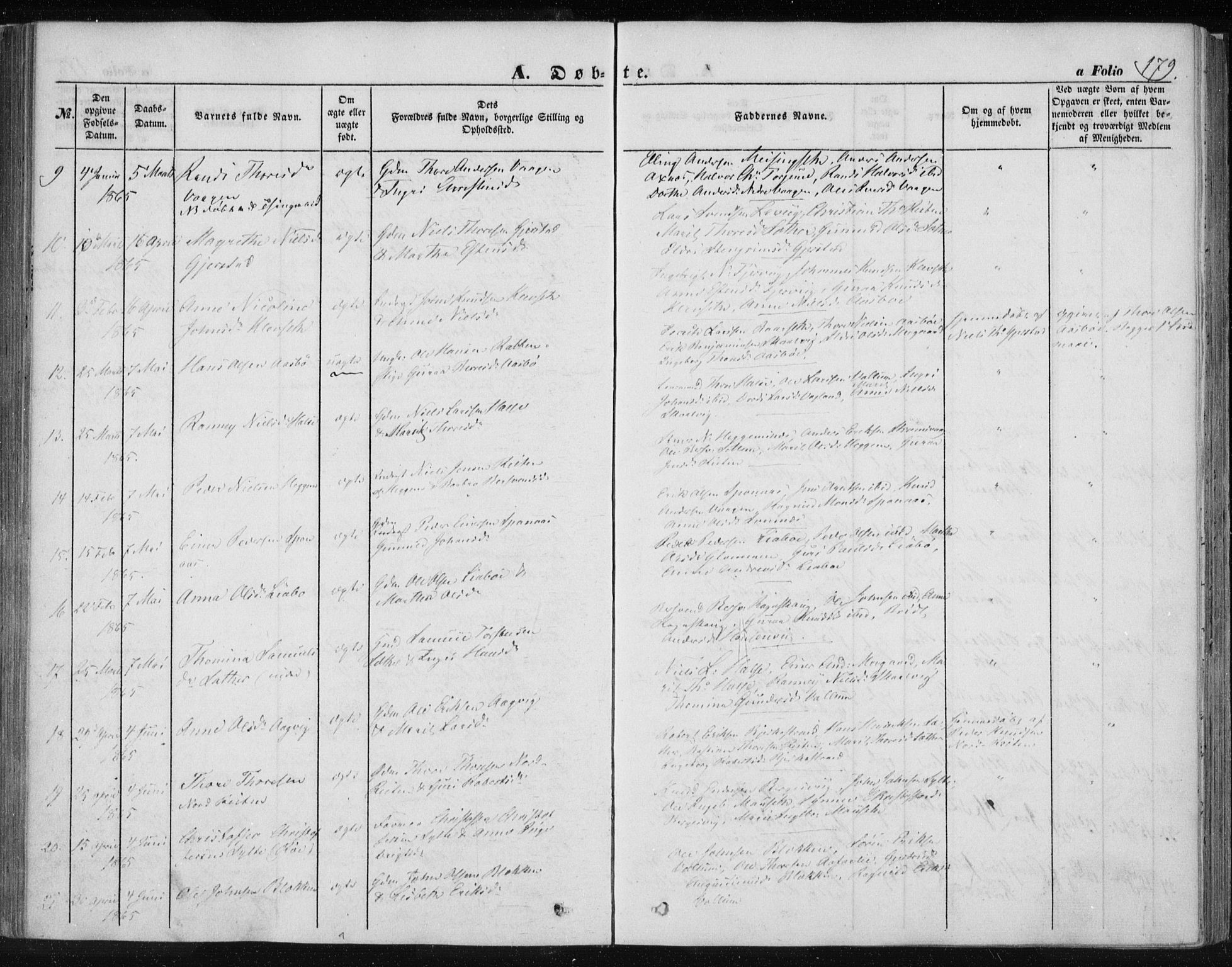 Ministerialprotokoller, klokkerbøker og fødselsregistre - Møre og Romsdal, SAT/A-1454/576/L0883: Parish register (official) no. 576A01, 1849-1865, p. 179