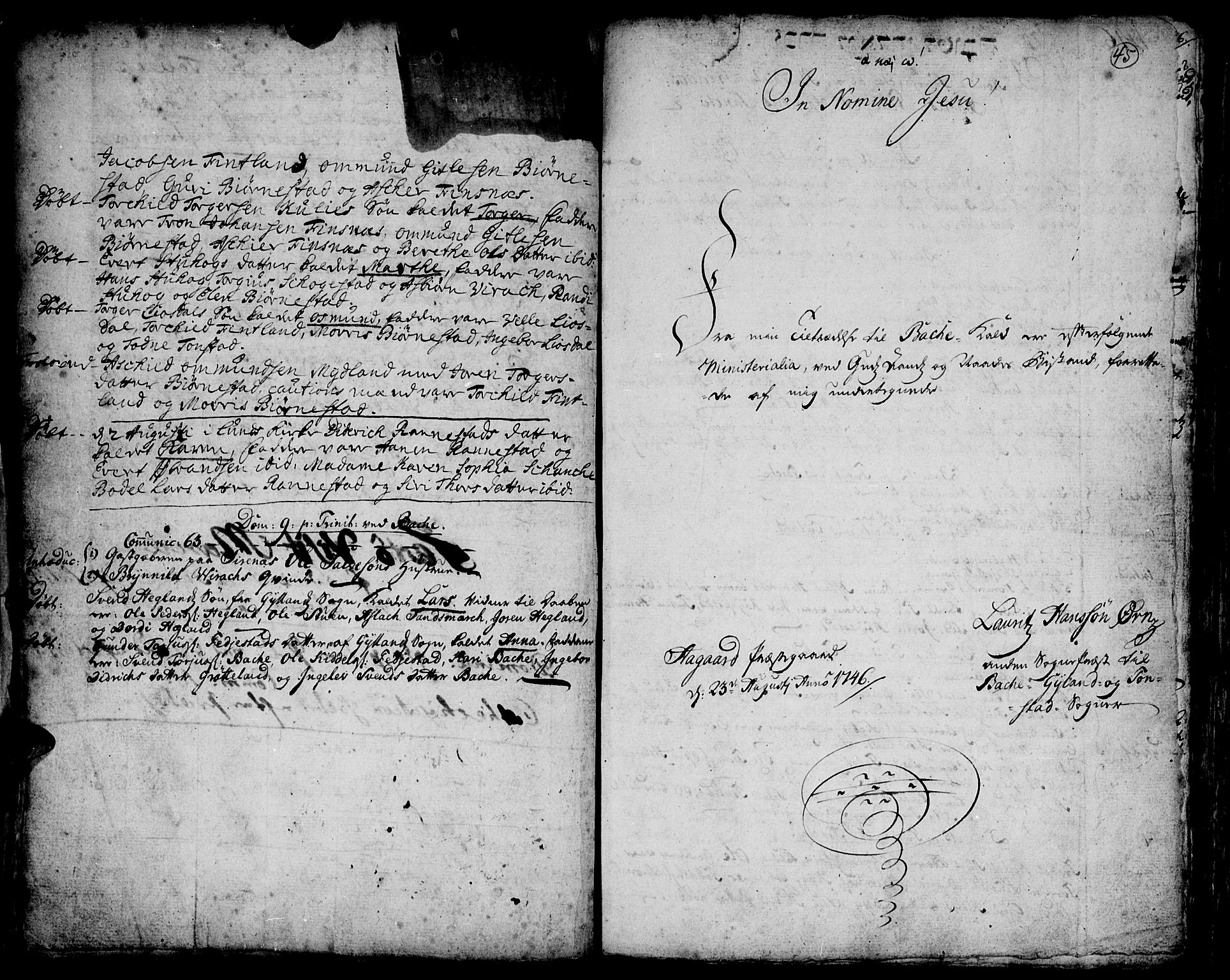 Bakke sokneprestkontor, AV/SAK-1111-0002/F/Fa/Faa/L0001: Parish register (official) no. A 1, 1741-1780, p. 45