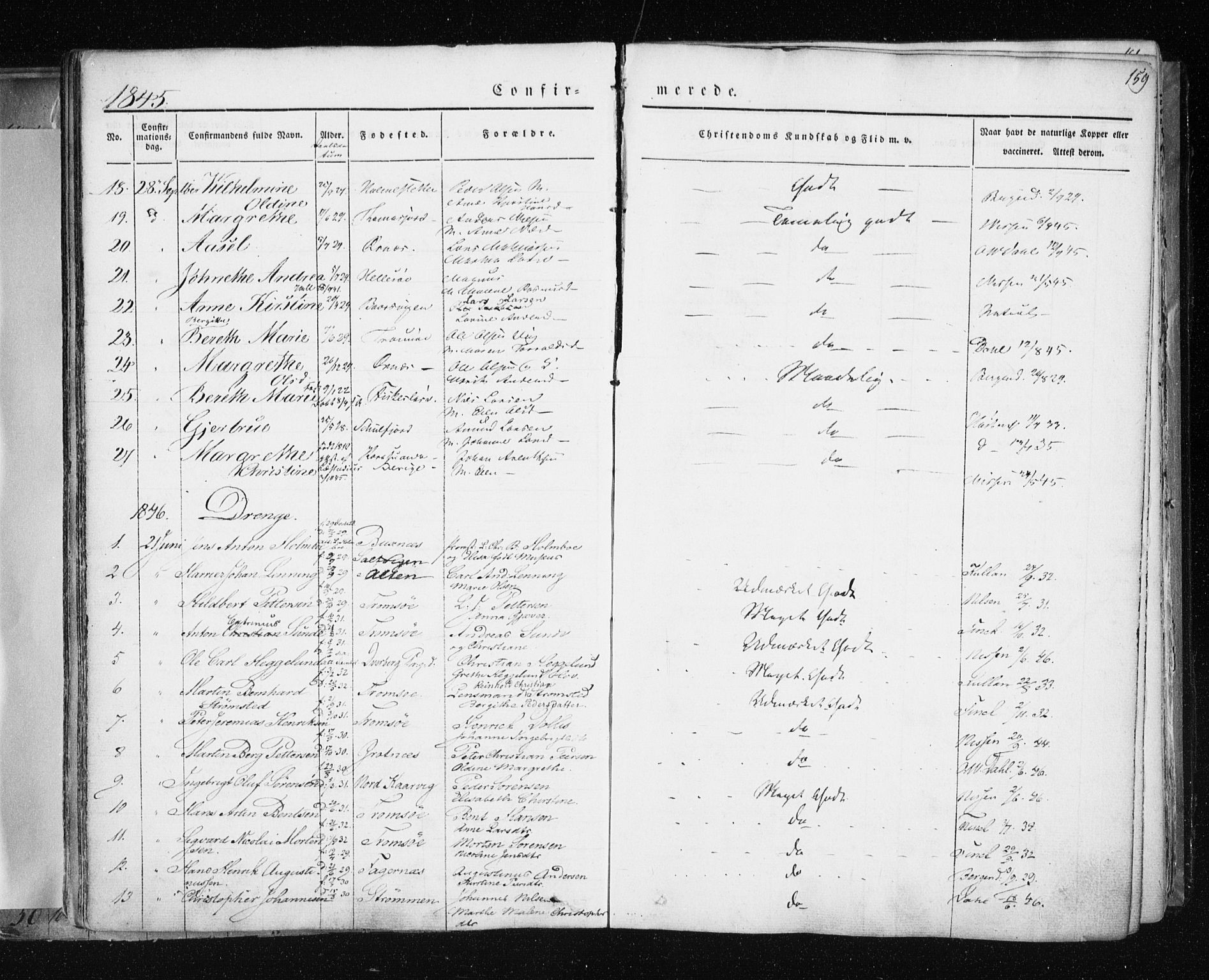 Tromsø sokneprestkontor/stiftsprosti/domprosti, AV/SATØ-S-1343/G/Ga/L0009kirke: Parish register (official) no. 9, 1837-1847, p. 159
