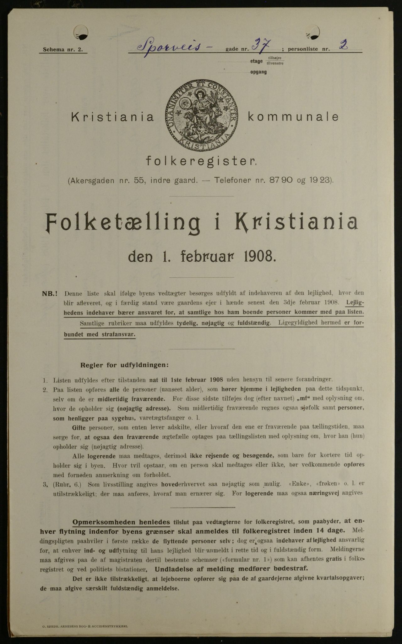 OBA, Municipal Census 1908 for Kristiania, 1908, p. 90556