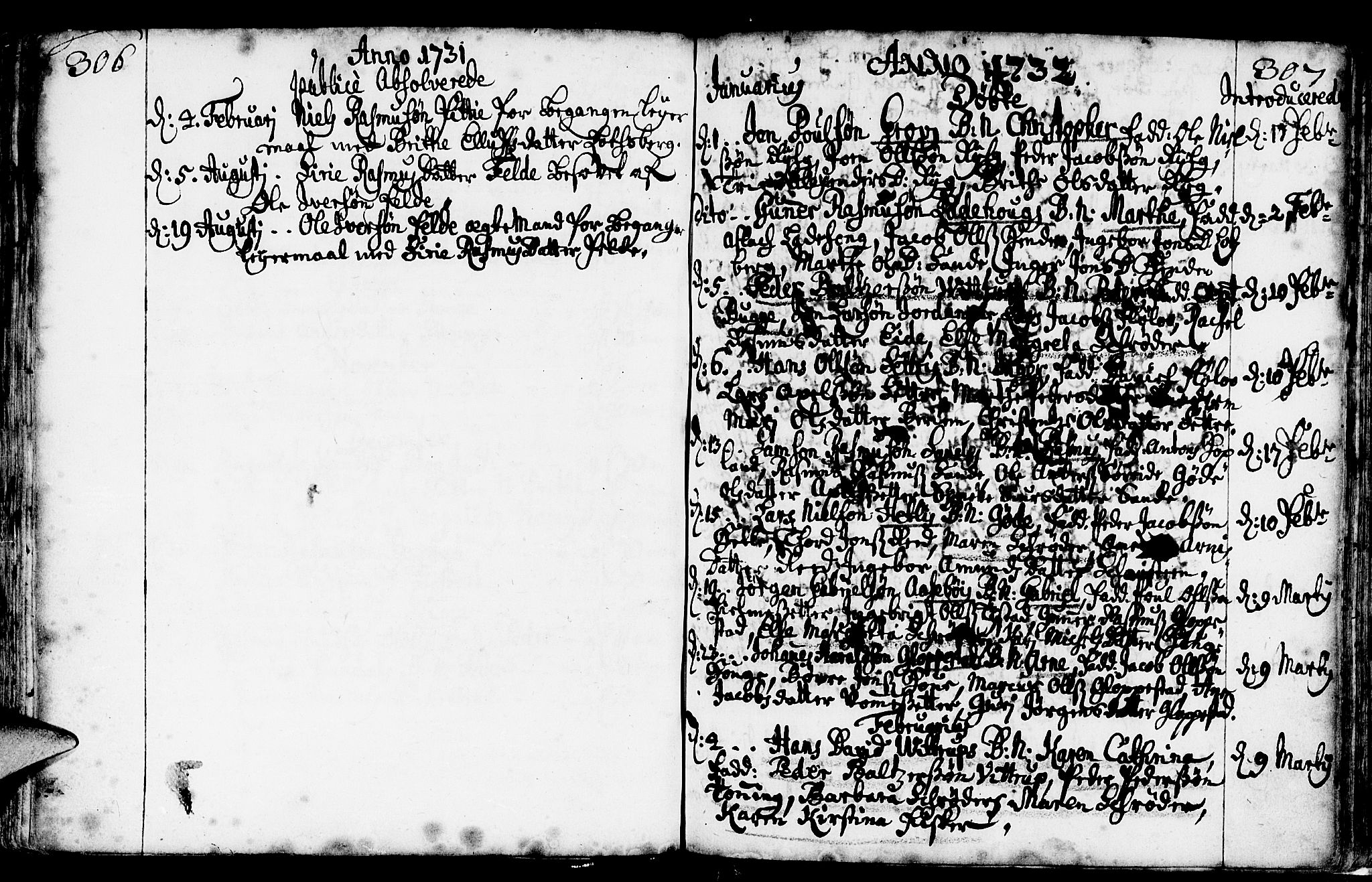 Gloppen sokneprestembete, AV/SAB-A-80101/H/Haa/Haaa/L0002: Parish register (official) no. A 2, 1712-1735, p. 306-307