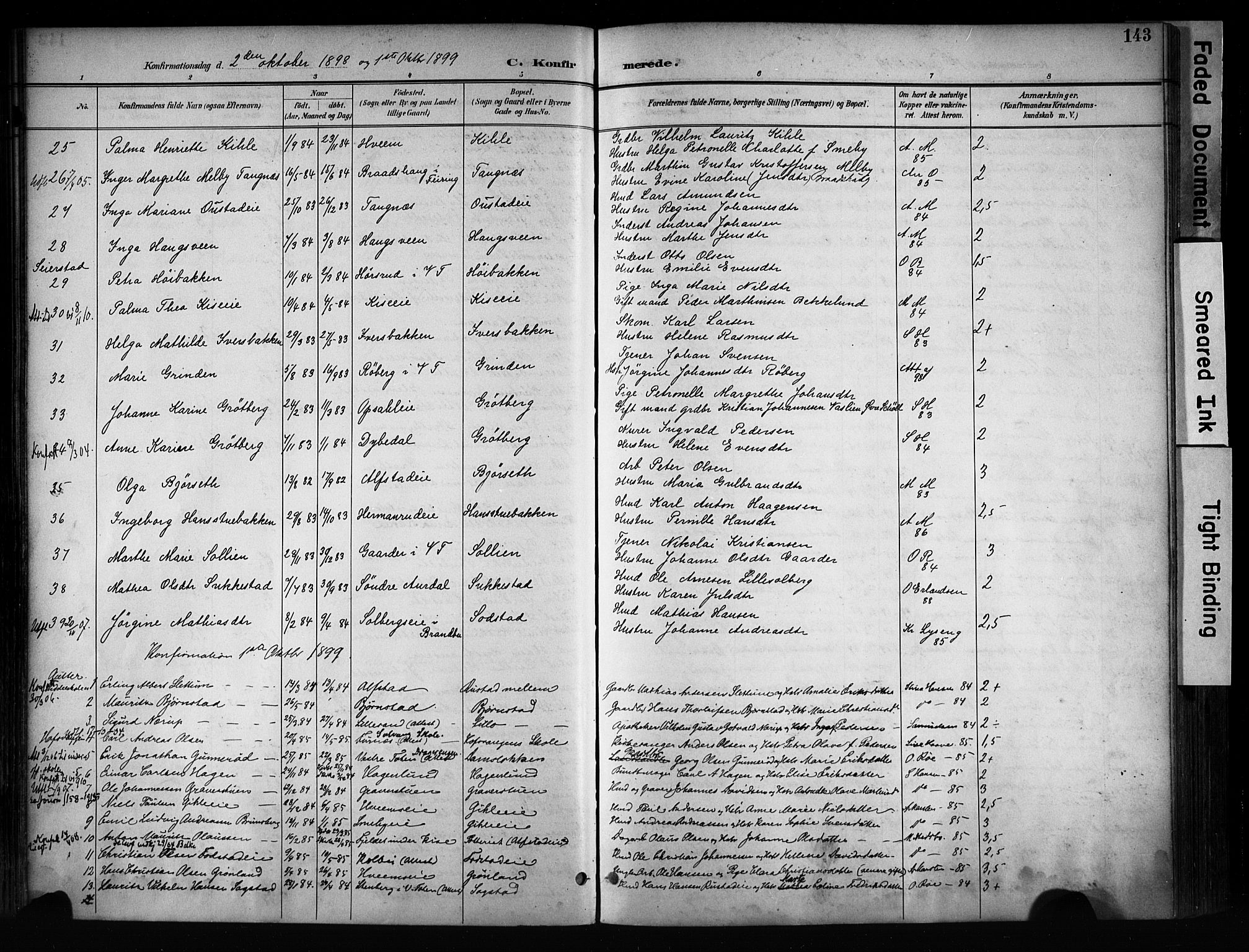 Østre Toten prestekontor, AV/SAH-PREST-104/H/Ha/Haa/L0008: Parish register (official) no. 8, 1897-1909, p. 143