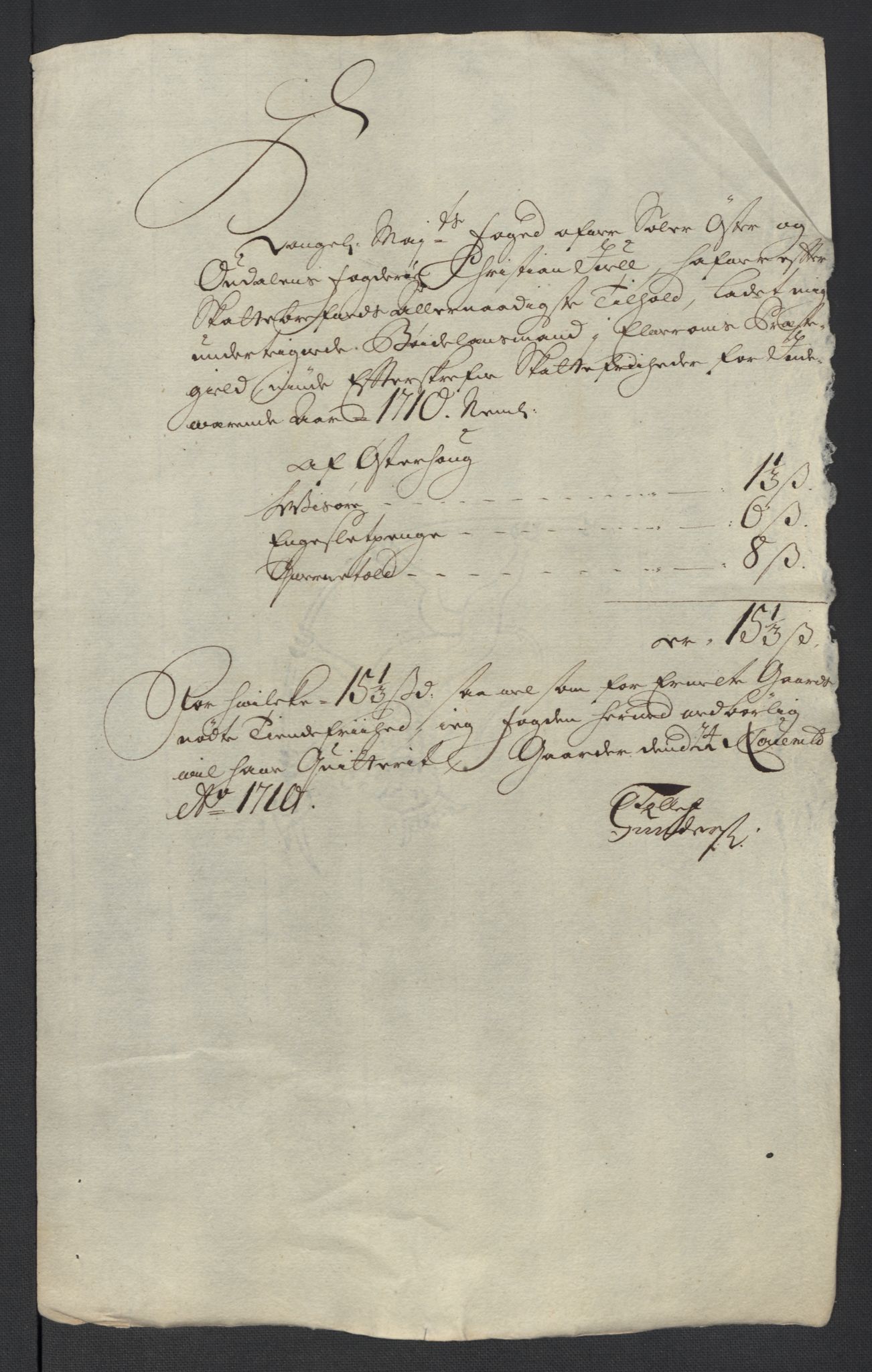 Rentekammeret inntil 1814, Reviderte regnskaper, Fogderegnskap, AV/RA-EA-4092/R13/L0847: Fogderegnskap Solør, Odal og Østerdal, 1710, p. 224