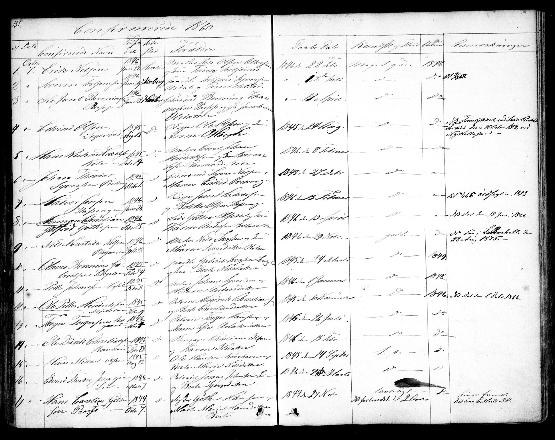 Hvaler prestekontor Kirkebøker, SAO/A-2001/F/Fa/L0006: Parish register (official) no. I 6, 1846-1863, p. 131
