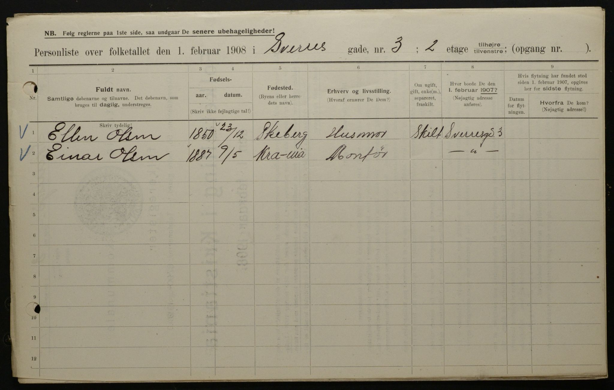 OBA, Municipal Census 1908 for Kristiania, 1908, p. 95273