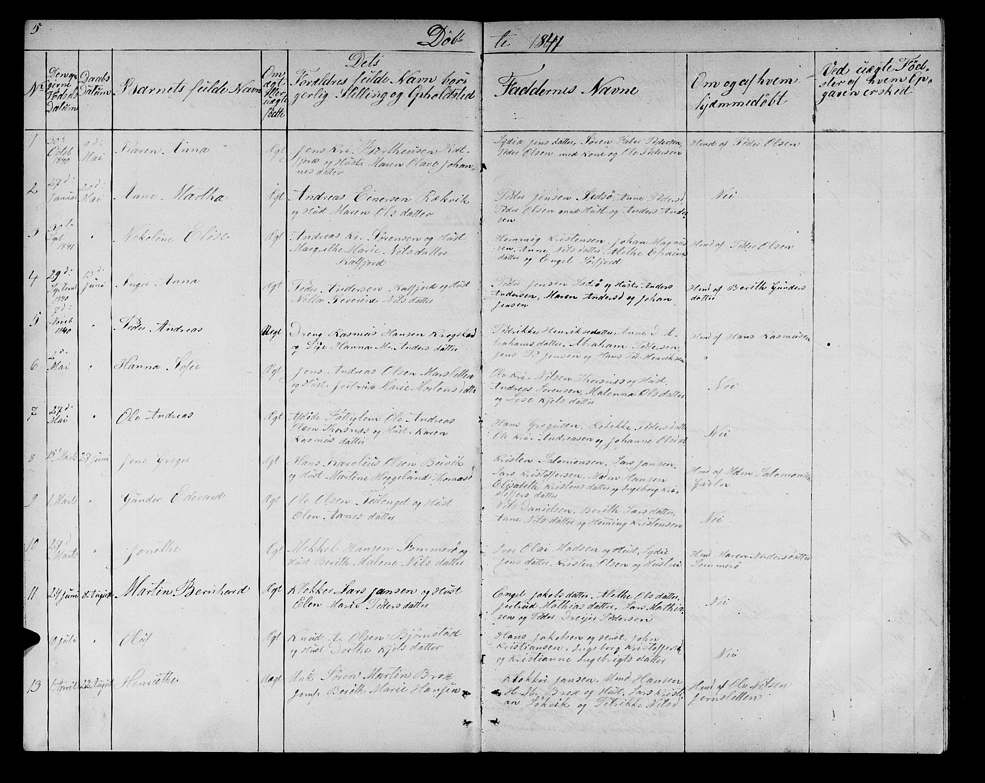 Lenvik sokneprestembete, SATØ/S-1310/H/Ha/Hab/L0019klokker: Parish register (copy) no. 19, 1837-1844, p. 5