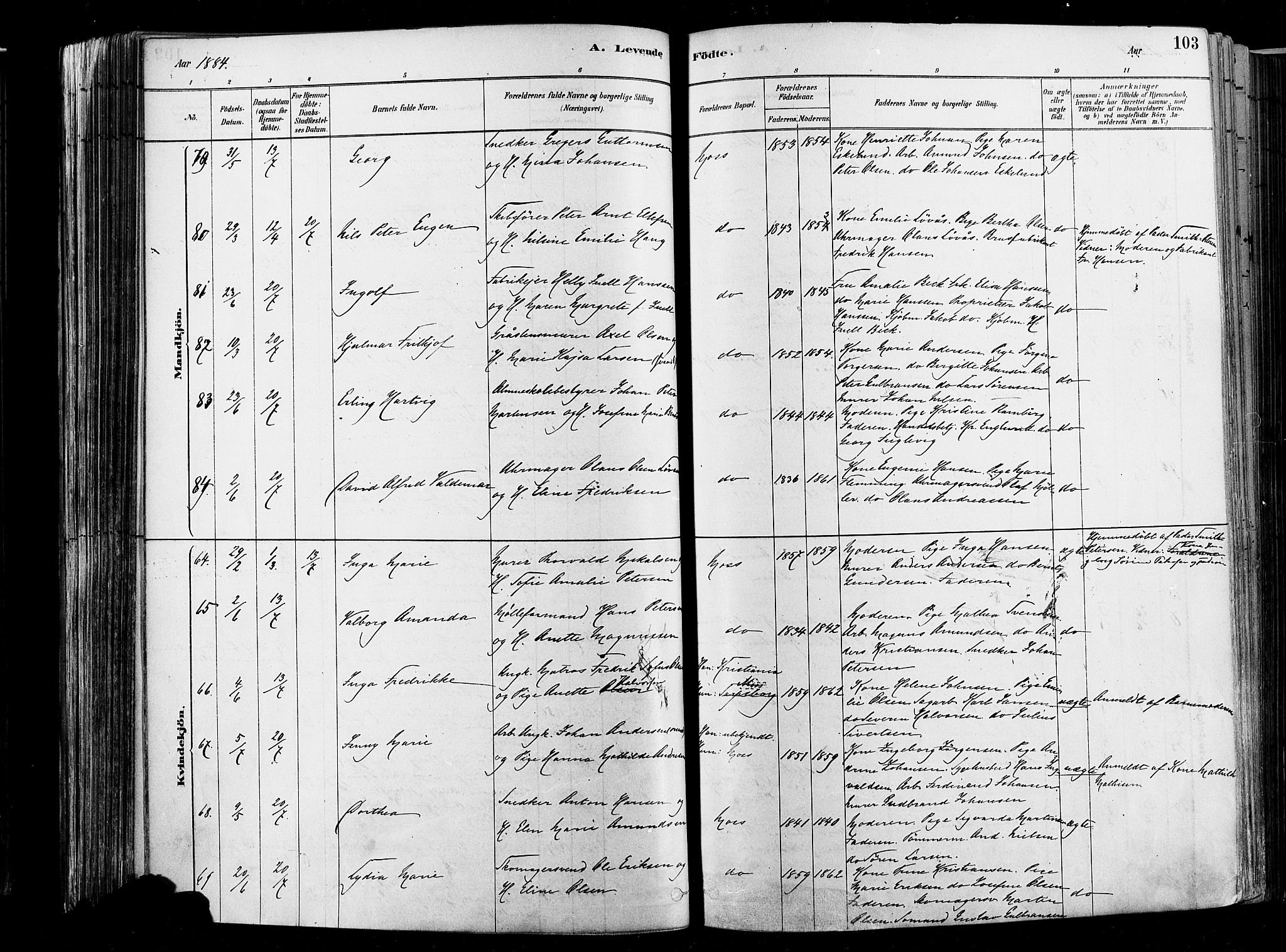 Moss prestekontor Kirkebøker, AV/SAO-A-2003/F/Fb/L0001: Parish register (official) no. II 1, 1878-1886, p. 103
