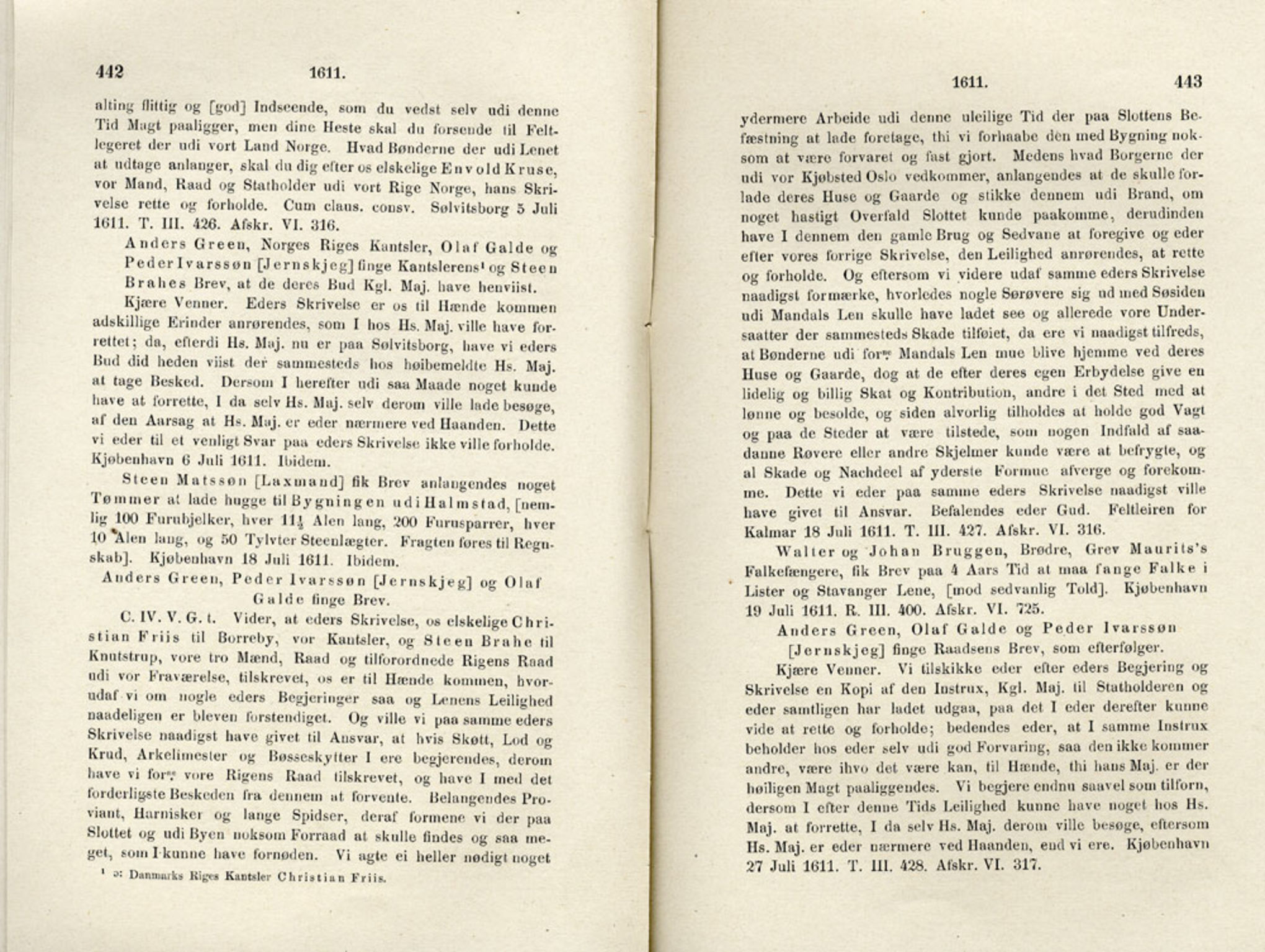 Publikasjoner utgitt av Det Norske Historiske Kildeskriftfond, PUBL/-/-/-: Norske Rigs-Registranter, bind 4, 1603-1618, p. 442-443