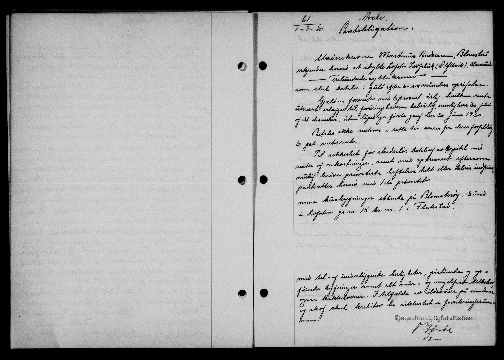 Lofoten sorenskriveri, AV/SAT-A-0017/1/2/2C/L0021b: Mortgage book no. 21b, 1930-1930, Deed date: 01.03.1930