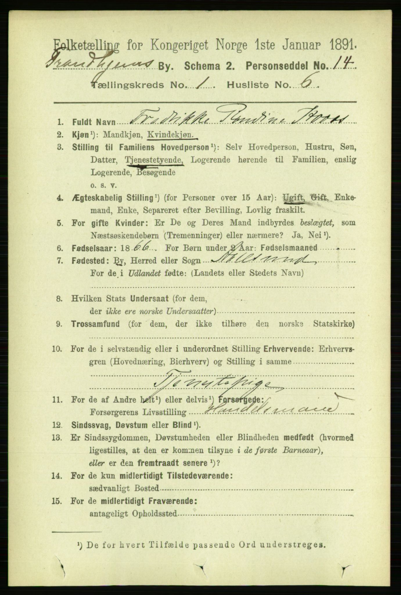 RA, 1891 census for 1601 Trondheim, 1891, p. 2679