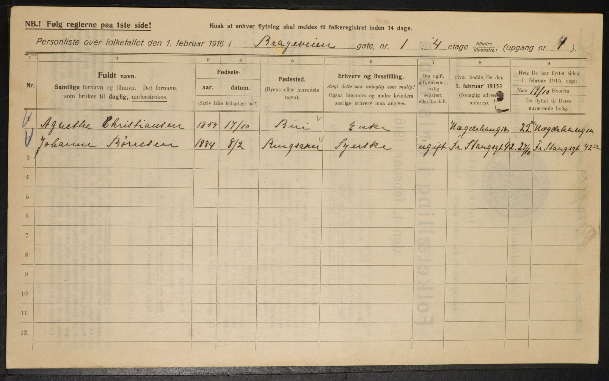 OBA, Municipal Census 1916 for Kristiania, 1916, p. 8138