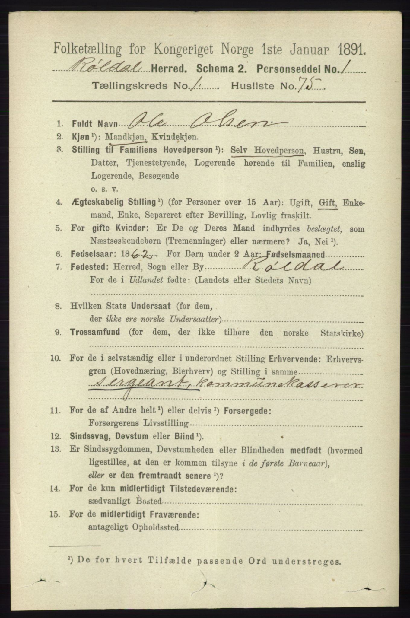 RA, 1891 census for 1229 Røldal, 1891, p. 463