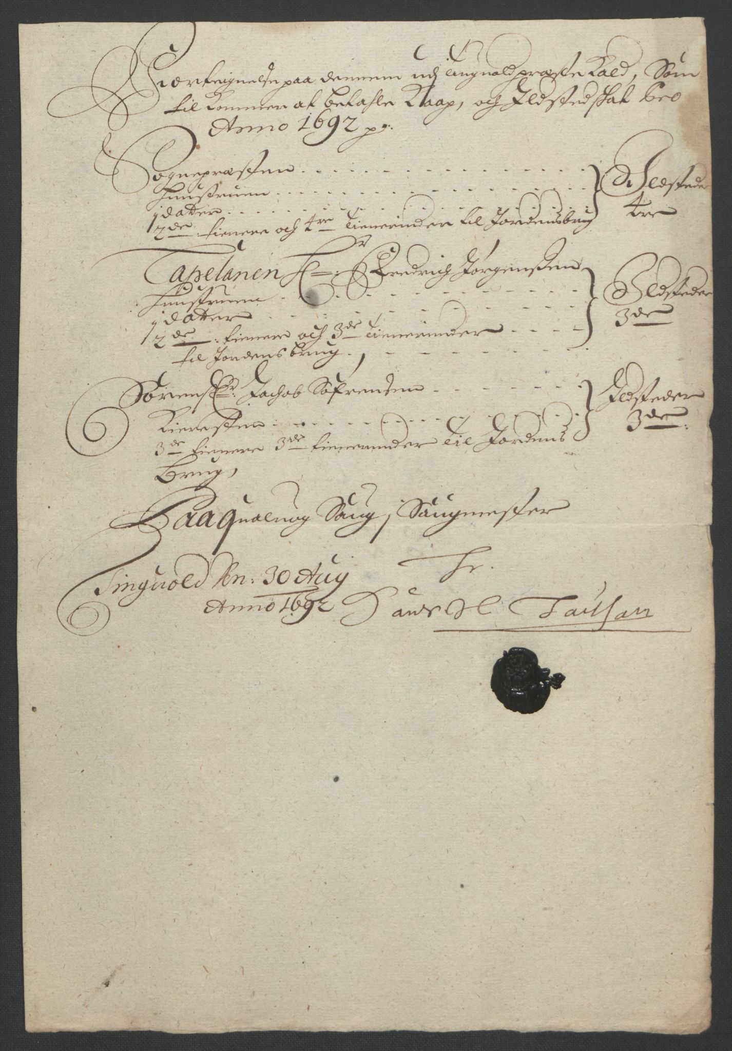 Rentekammeret inntil 1814, Reviderte regnskaper, Fogderegnskap, AV/RA-EA-4092/R56/L3735: Fogderegnskap Nordmøre, 1692-1693, p. 153