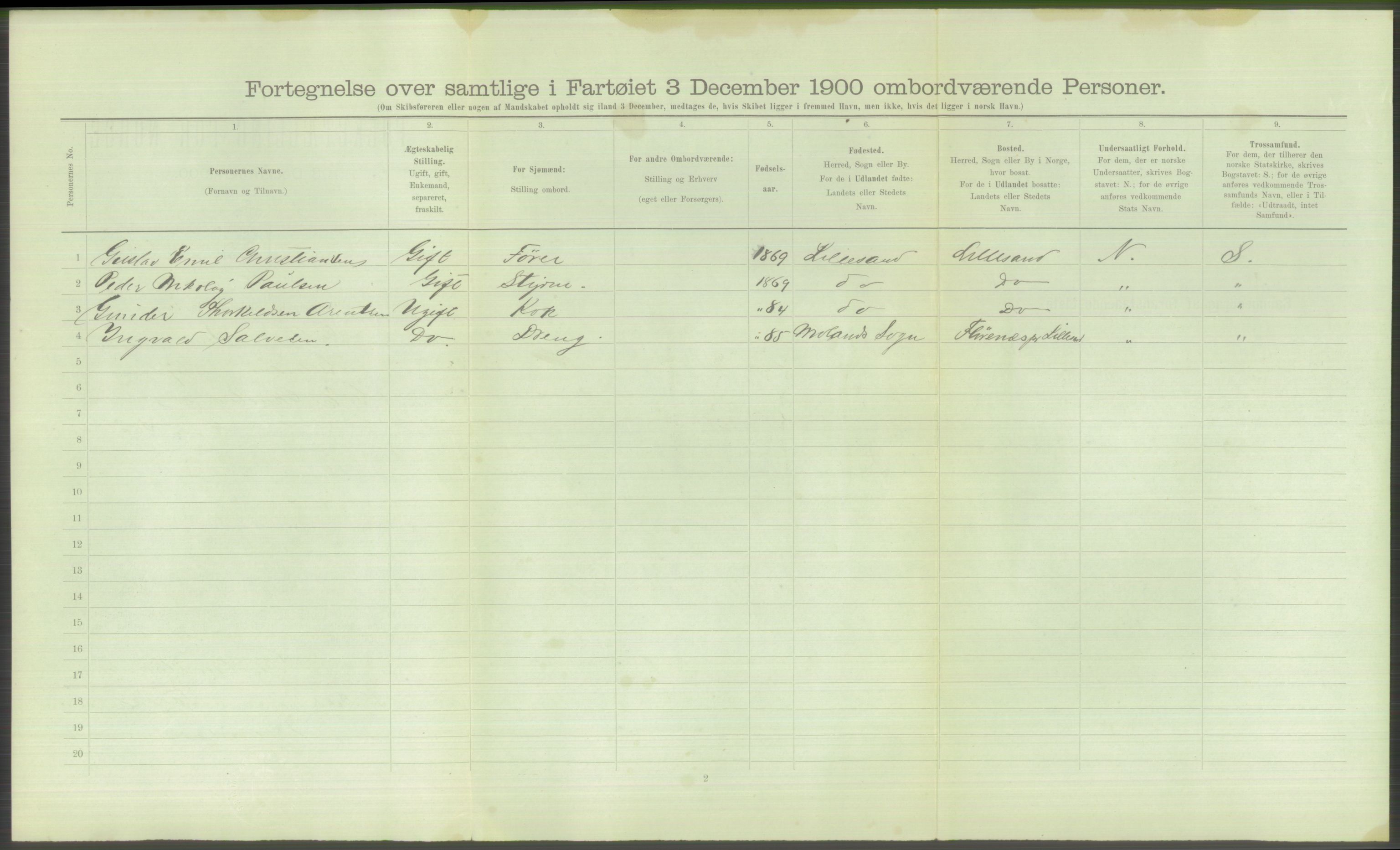 RA, 1900 Census - ship lists from ships in Norwegian harbours, harbours abroad and at sea, 1900, p. 788