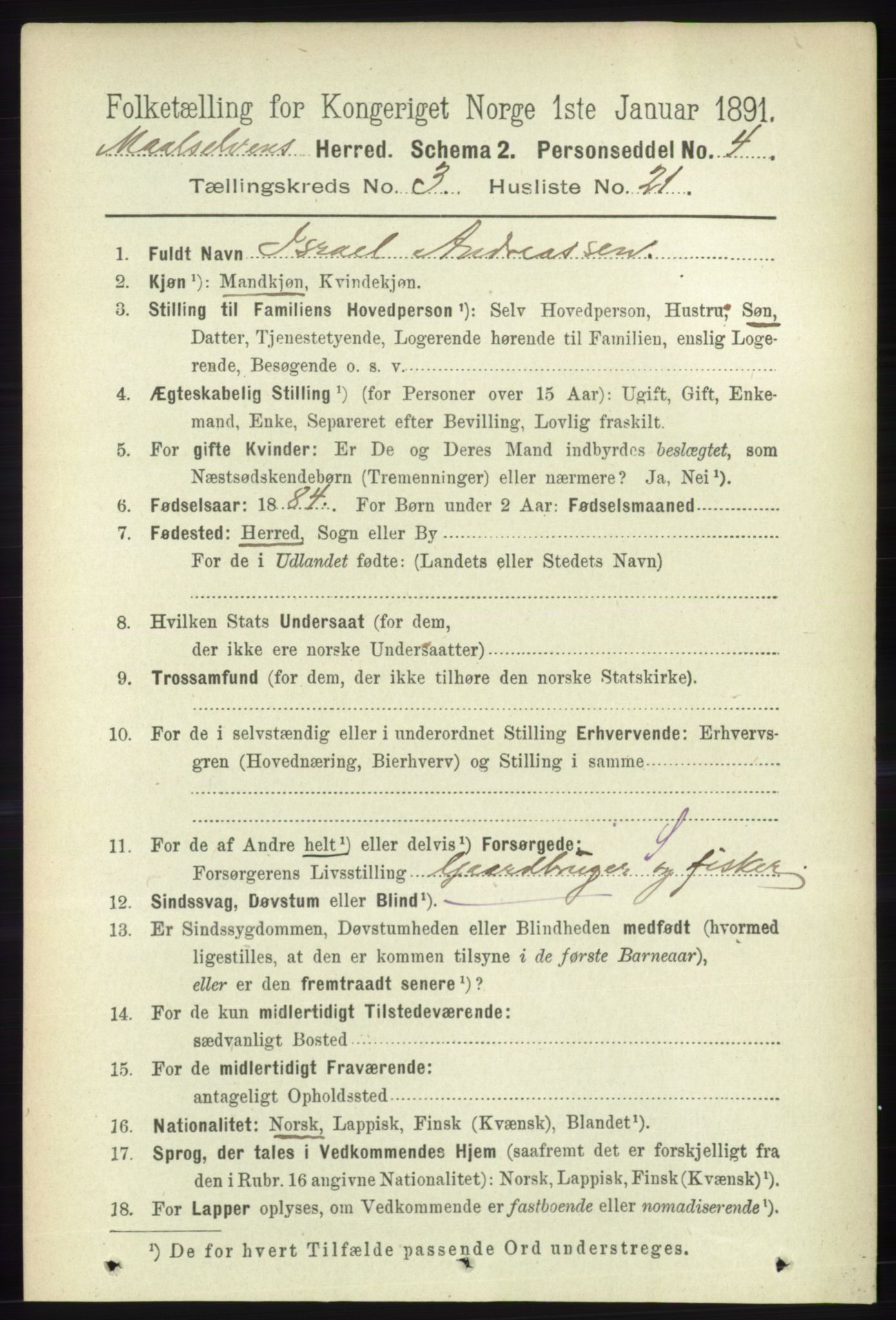 RA, 1891 census for 1924 Målselv, 1891, p. 738