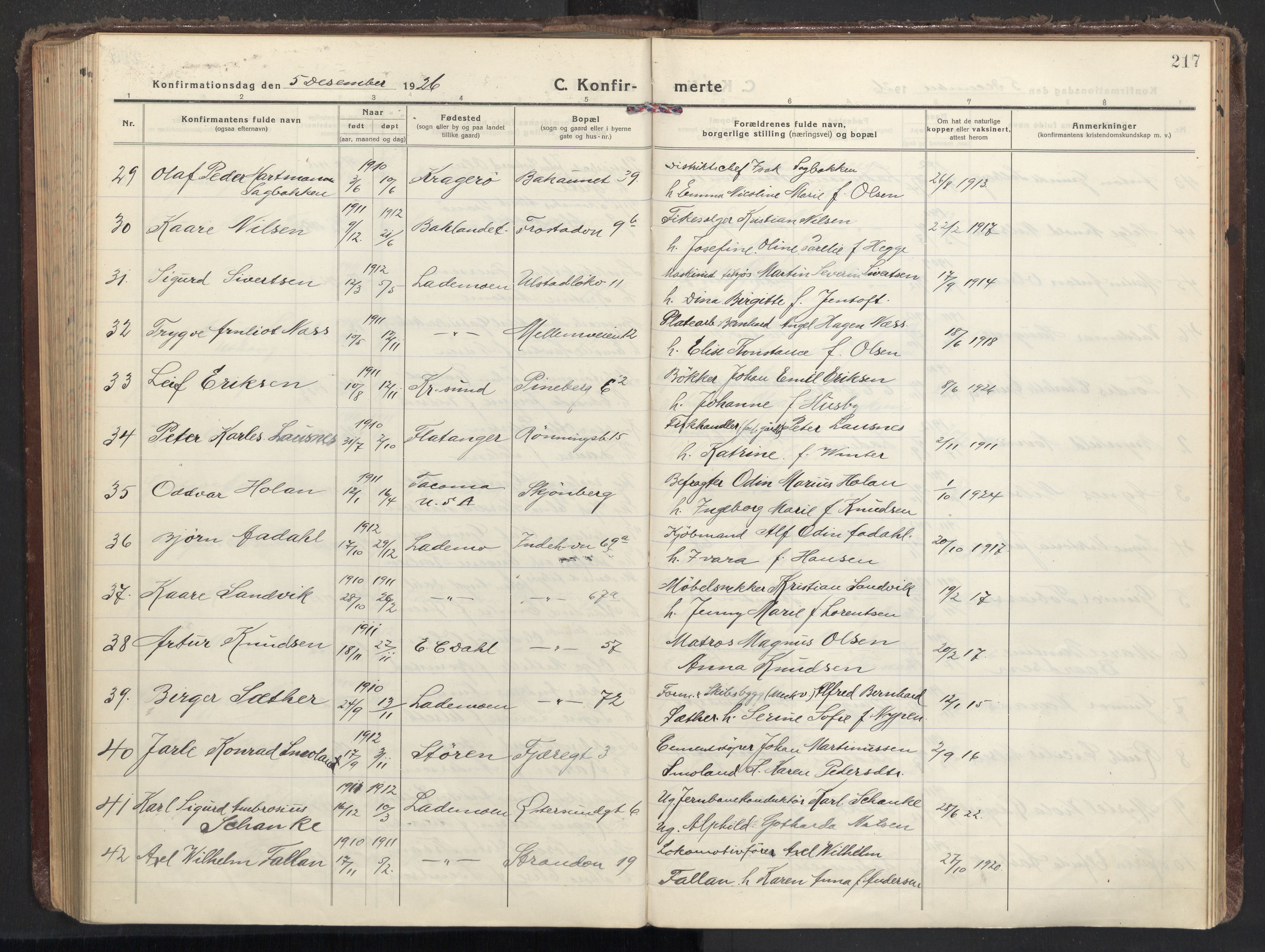 Ministerialprotokoller, klokkerbøker og fødselsregistre - Sør-Trøndelag, AV/SAT-A-1456/605/L0247: Parish register (official) no. 605A09, 1918-1930, p. 217