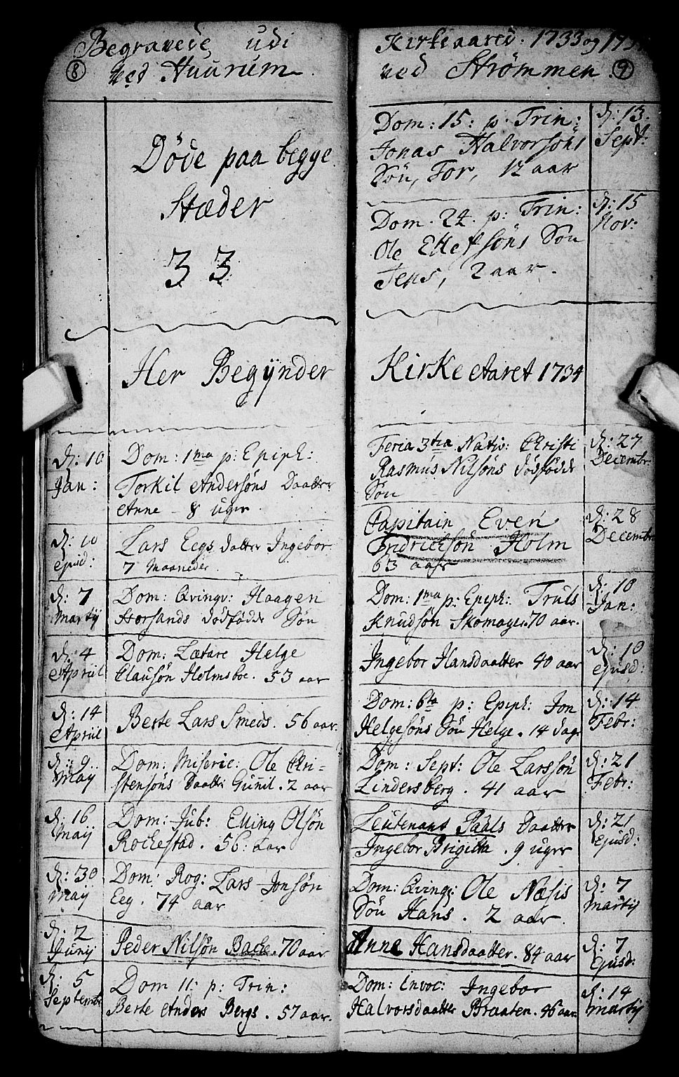 Hurum kirkebøker, SAKO/A-229/F/Fa/L0004: Parish register (official) no. 4, 1733-1757, p. 8-9