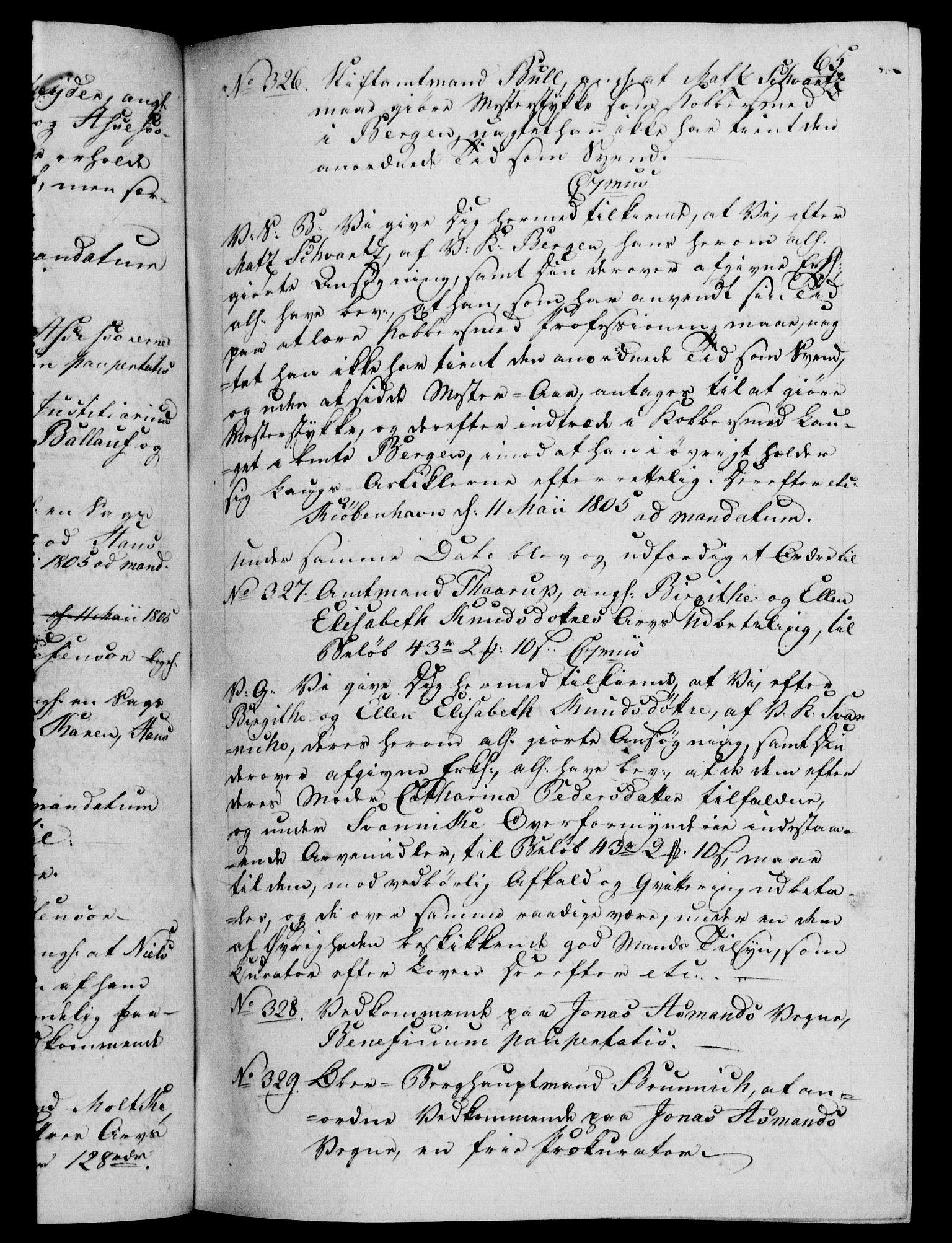 Danske Kanselli 1800-1814, AV/RA-EA-3024/H/Hf/Hfb/Hfba/L0003: Registranter, 1805-1807, p. 65a