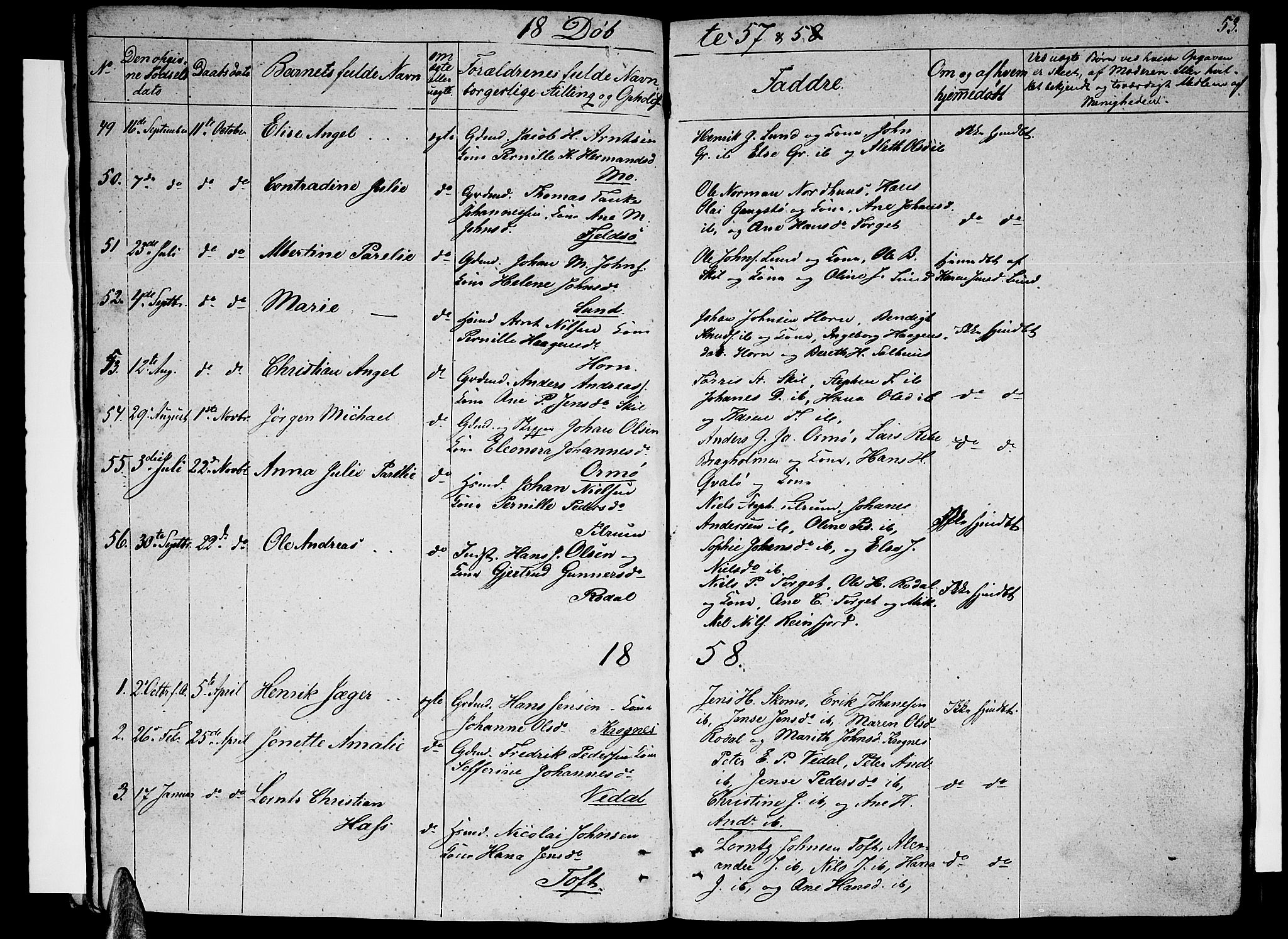 Ministerialprotokoller, klokkerbøker og fødselsregistre - Nordland, SAT/A-1459/813/L0211: Parish register (copy) no. 813C03, 1842-1863, p. 53