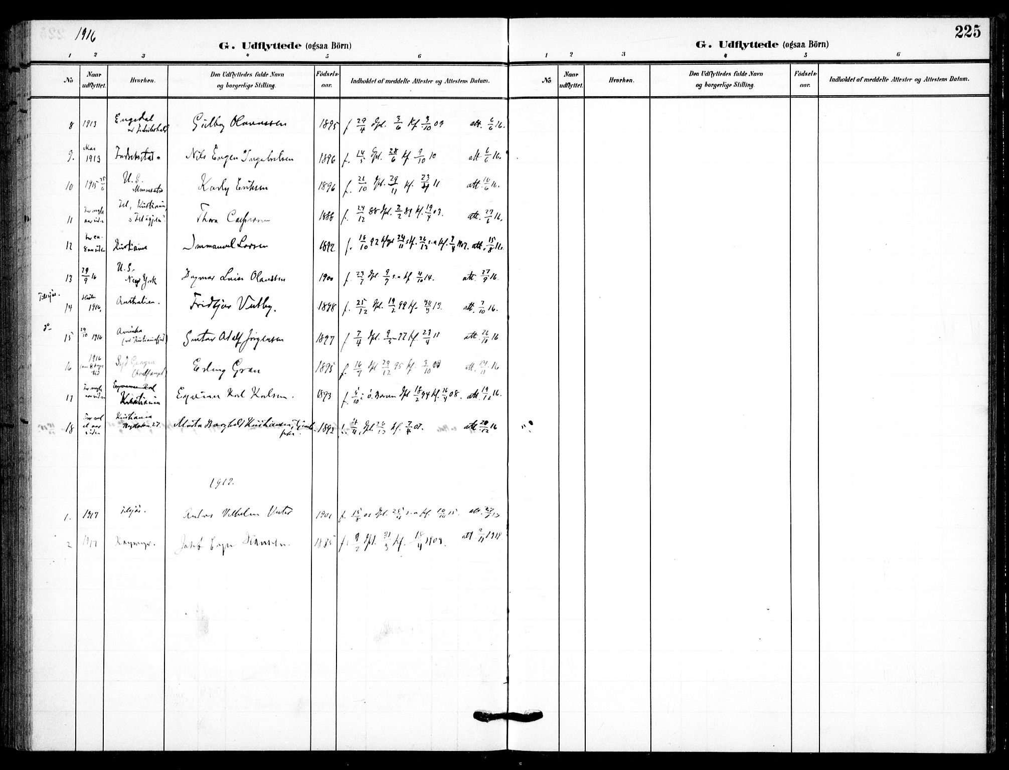 Skedsmo prestekontor Kirkebøker, SAO/A-10033a/F/Fc/L0001: Parish register (official) no. III 1, 1908-1916, p. 225